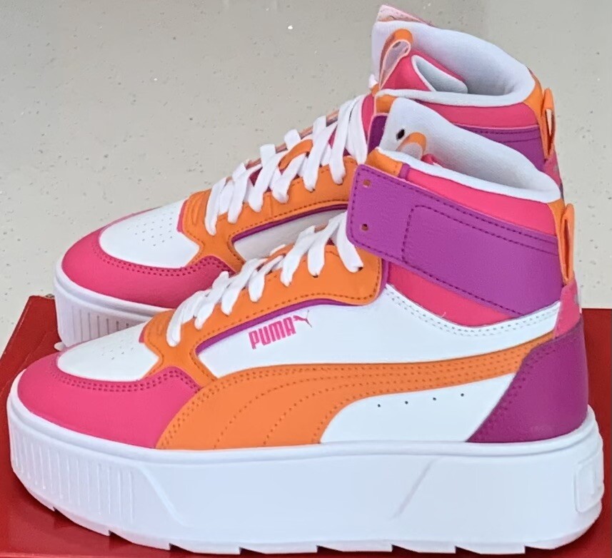 PUMA Karmen Rebelle Big Kids (Juniors) -  Shoes - White/Orange/ Purple- Sizes
