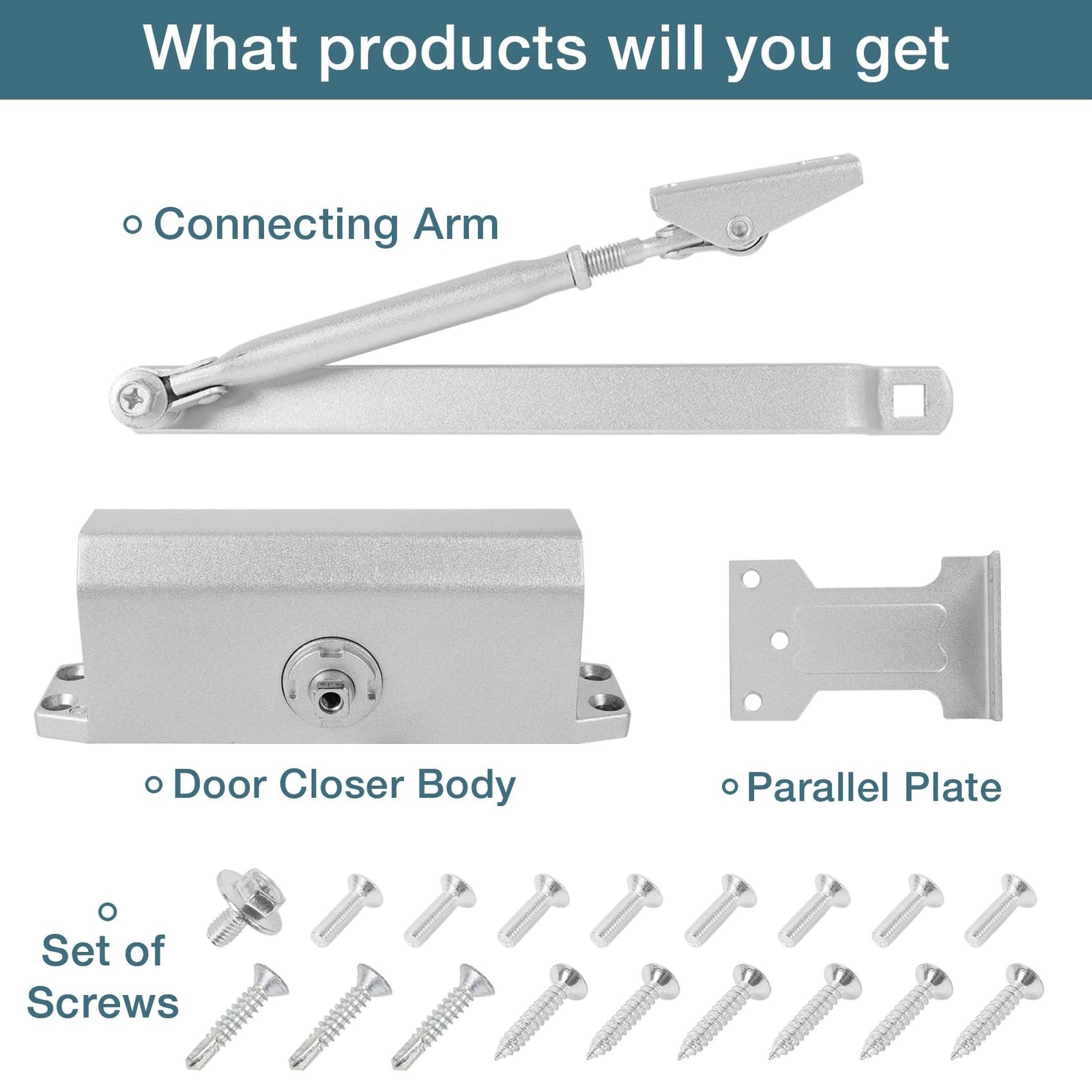 Automatic Door Closer, 3 Spring Hydraulic Closure Suitable for Residential an...