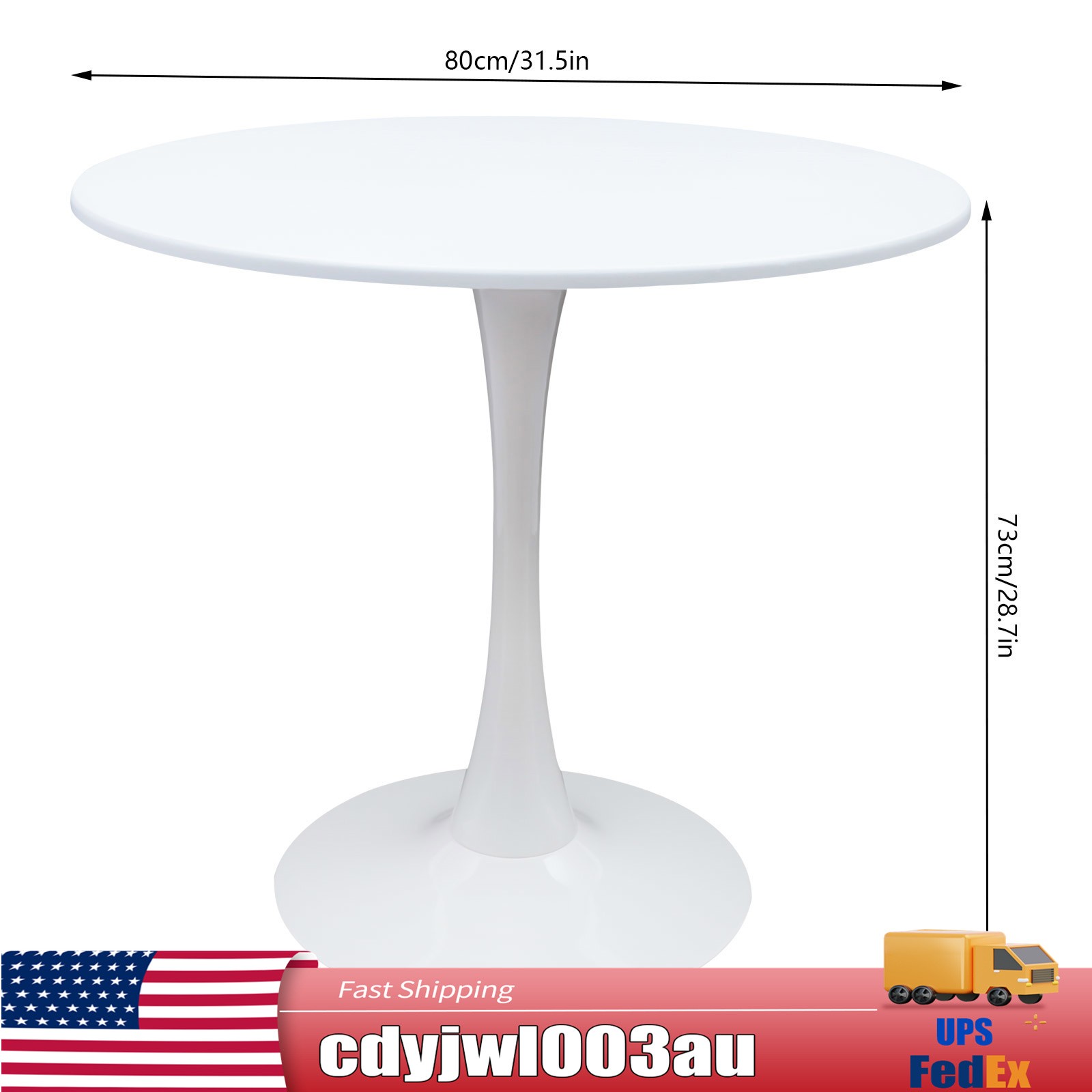 Mid-Century White Round Top Dining Table - Modern Tulip 31.5" Dining Room Table