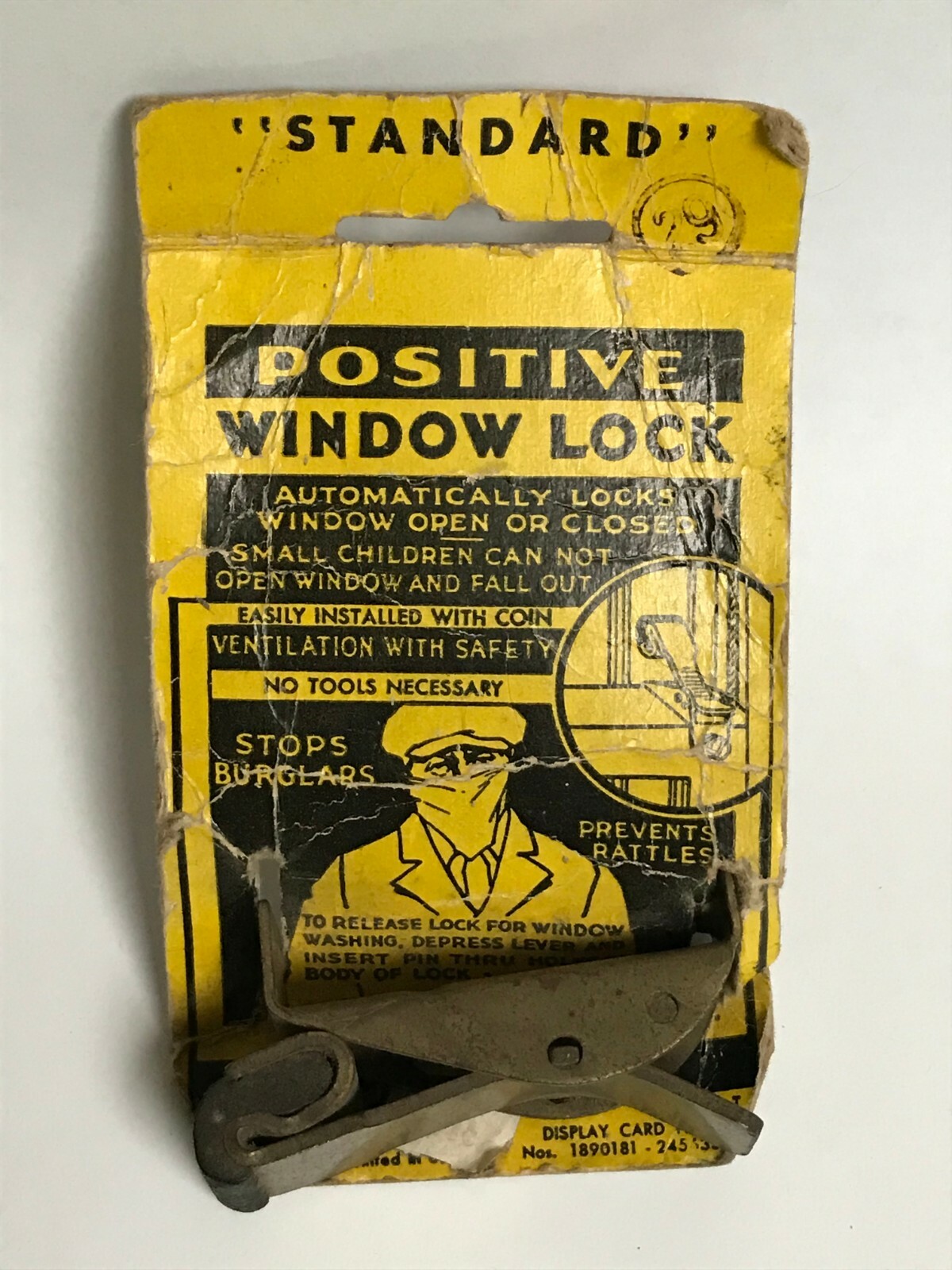 Standard Vintage Positive Window Lock - Brass - in Original Packaging - home