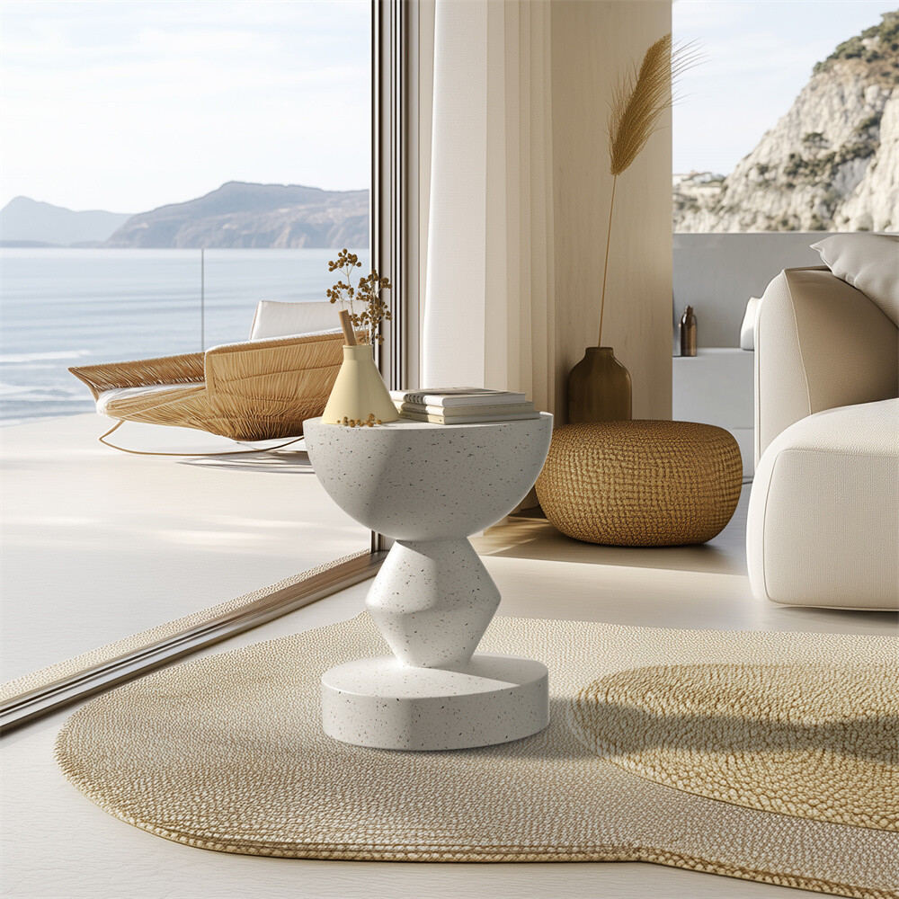 Concrete Side Table Modern End Table Compact Accent Table Indoor and Outdoor Use