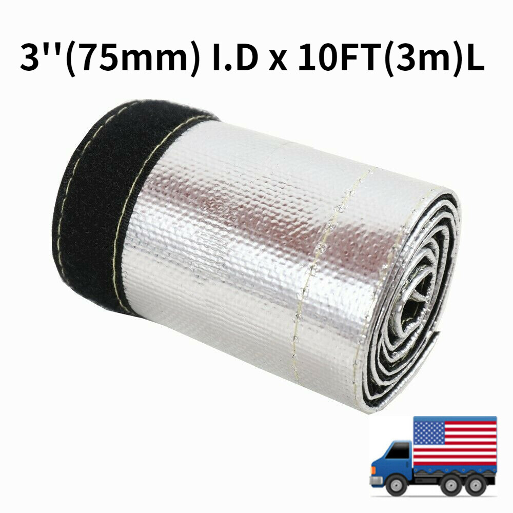 Metallic Heat Shield Sleeve Insulated Wire Hose Cover Wrap Loom Tube 3" 10Ft