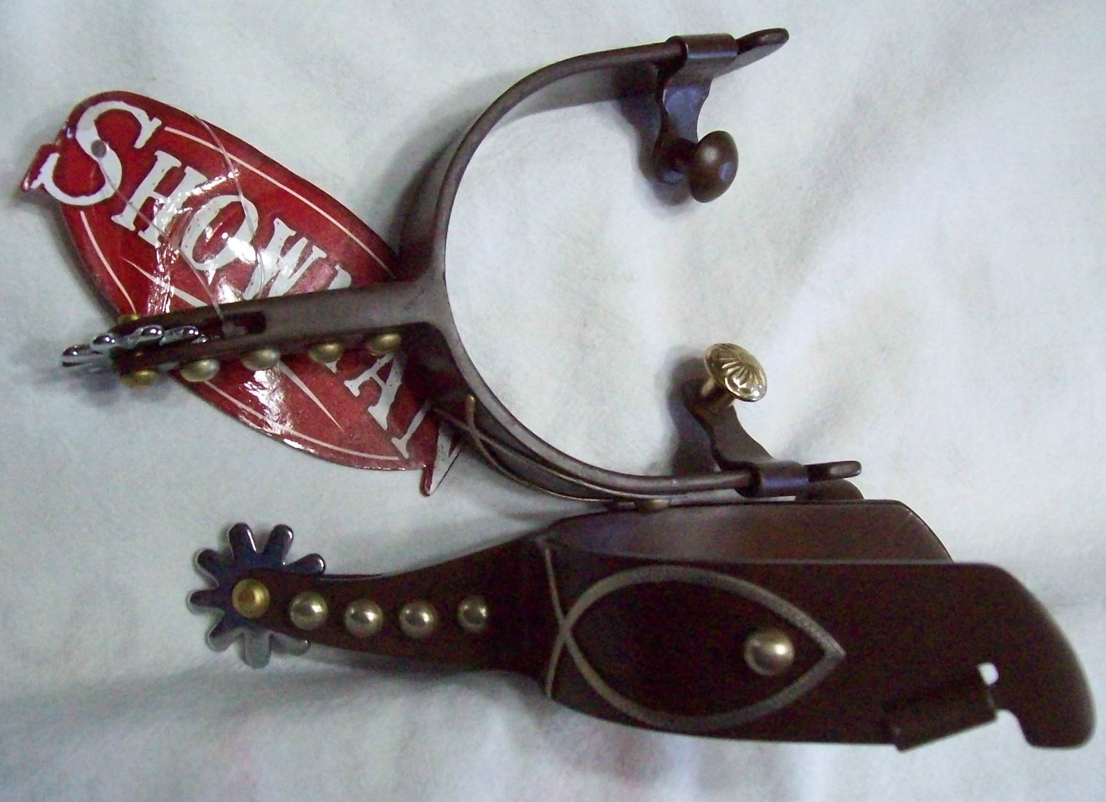 Silver Fish Emblem Spurs Western Cowboy Showman Brand