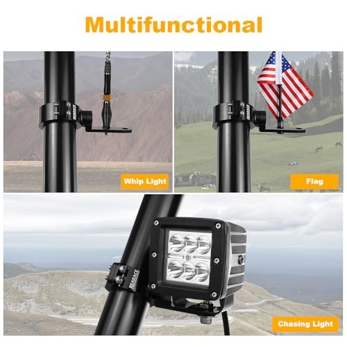 2PCS Whip Light Mount - 360° Rotating Adjustable UTV Flag - Aluminium