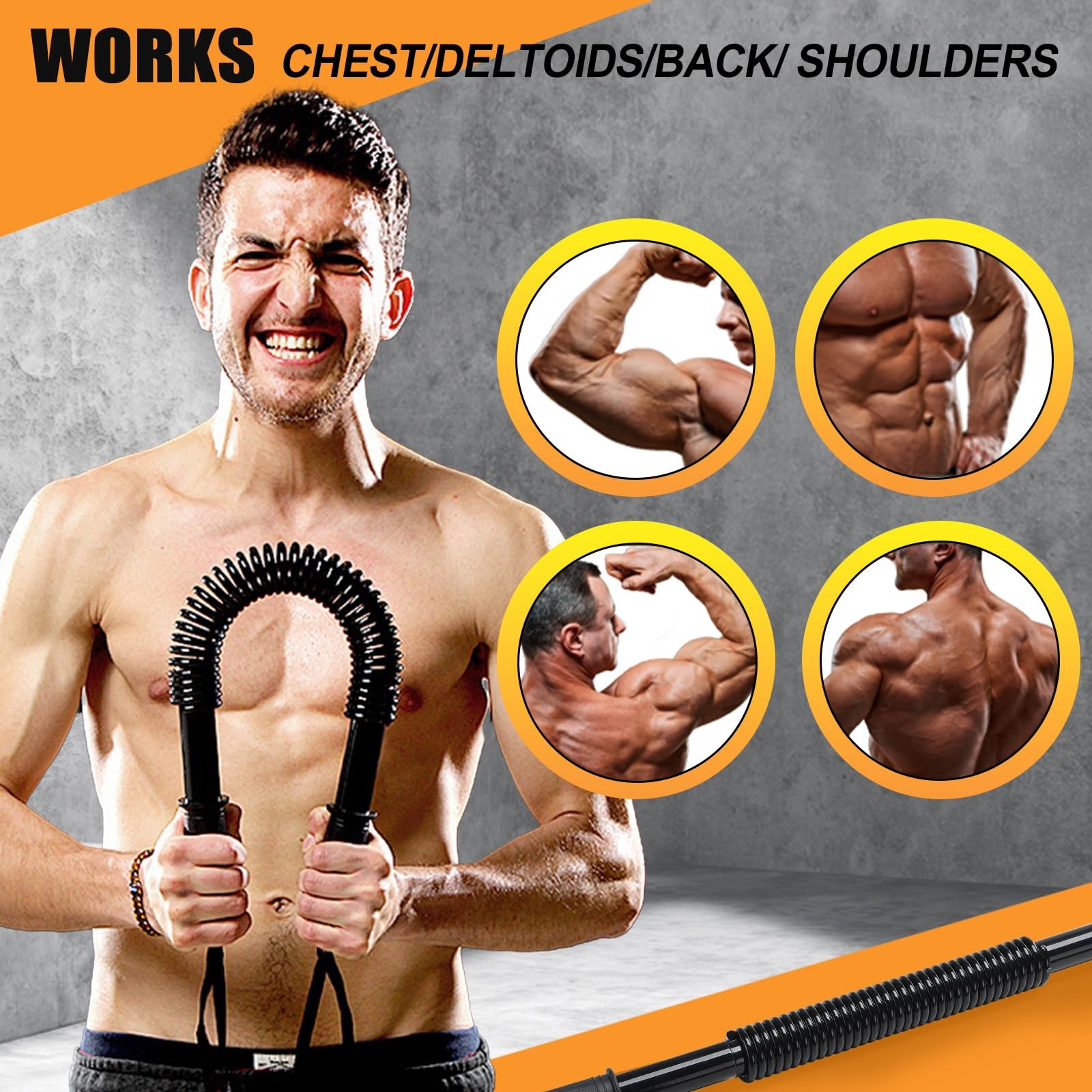 Power Twister Bar - Upper Body Exercise for Chest arm Workout Equipment, Stre...