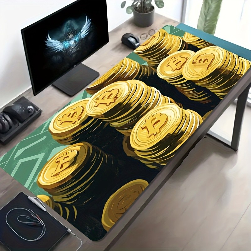 A Large Electronic Sports Gaming Mouse Pad Featuring a Stacked Design of Golden
