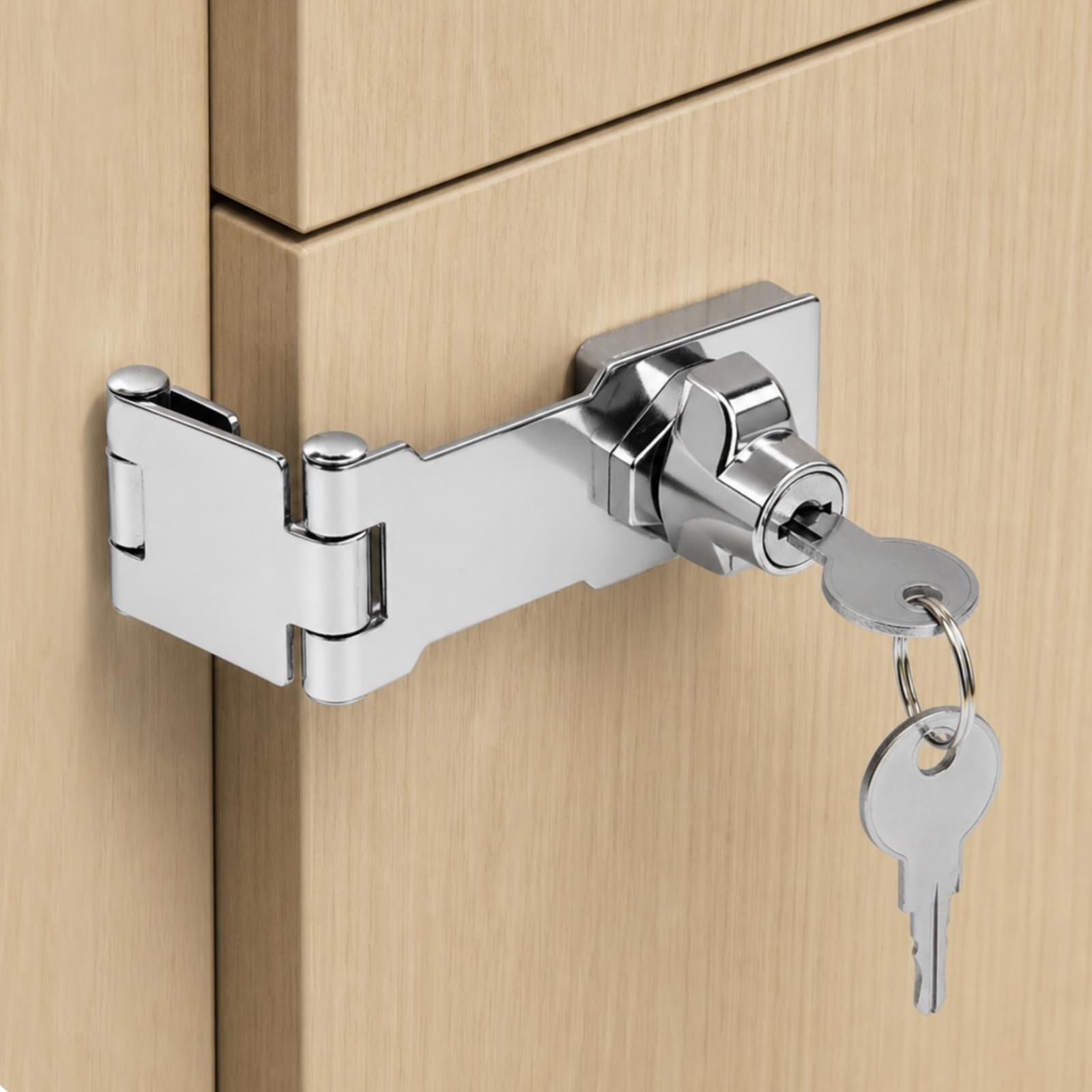 1 Pack Double Hinge Cabinet Lock Keyed Zinc Alloy Door Lock Hasp Latch Heavy