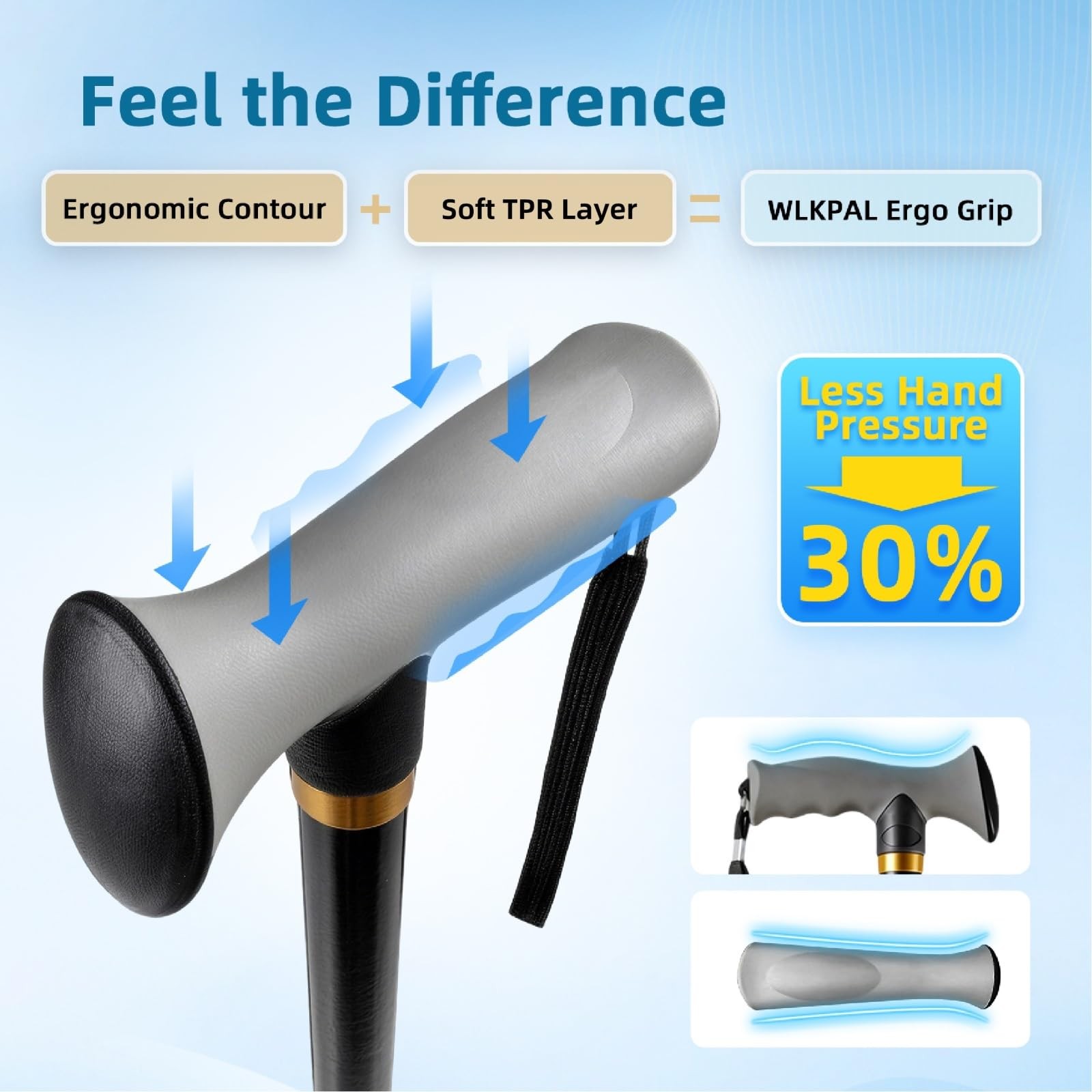 AllTerrain Folding Walking Cane Lightweight ShockAbsorbing Adjustable 300lbs