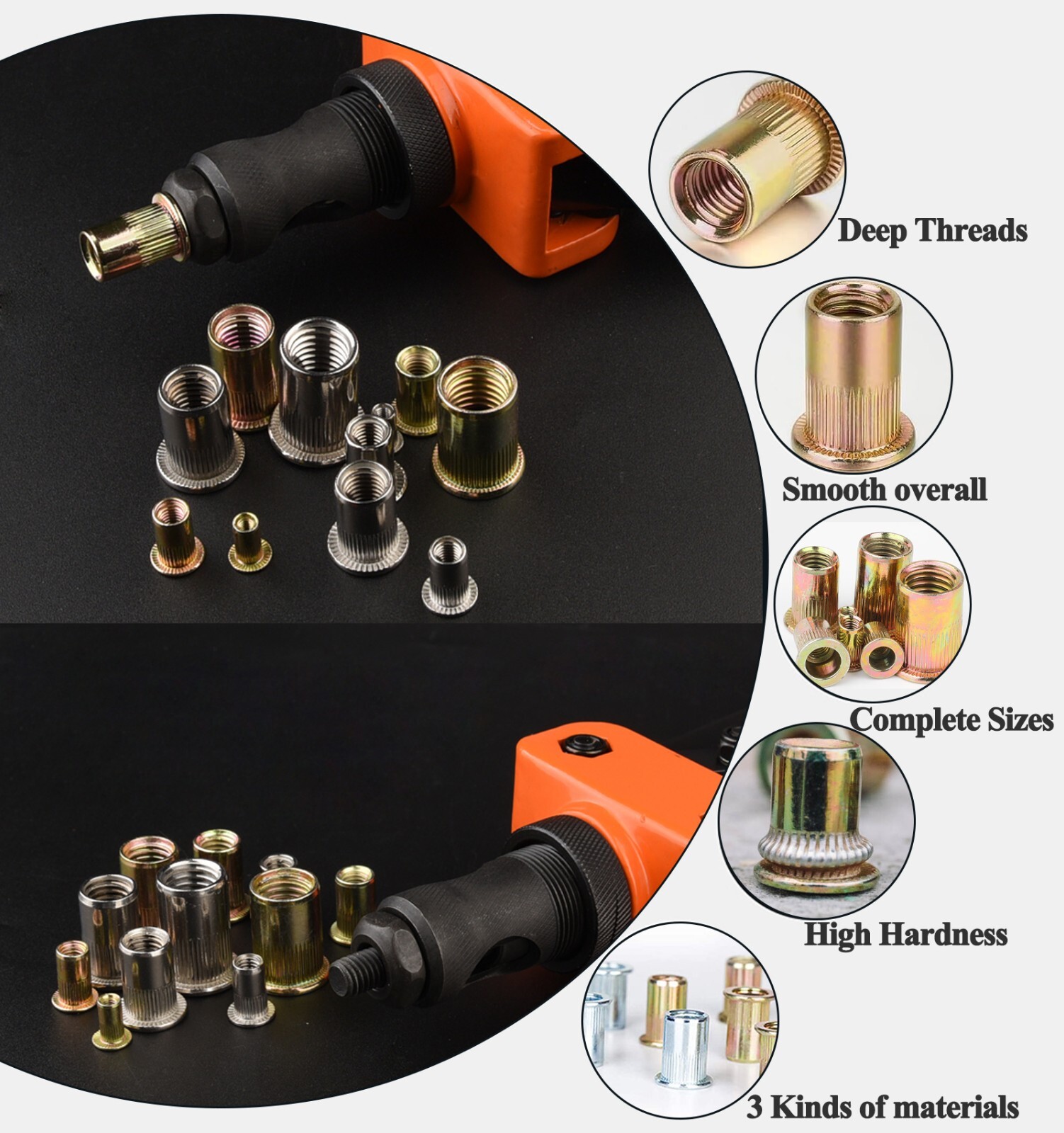 1200x Metric Rivet Nut Kit For Rivnut Tool Nut Setter Thread Setting Nutsert Gun