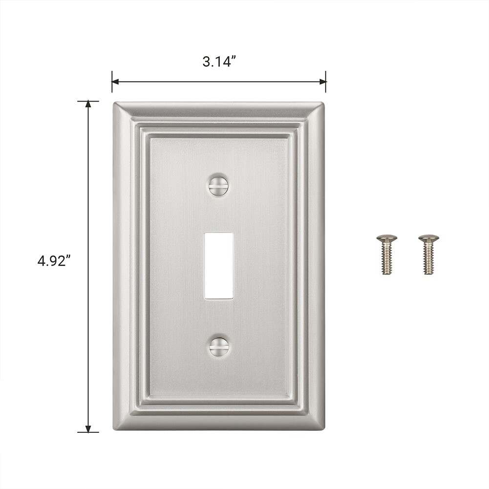 DEWENWILS 4-Pack Toggle Wall Plates, Brushed Nickel Light Switch Cover, Metal，
