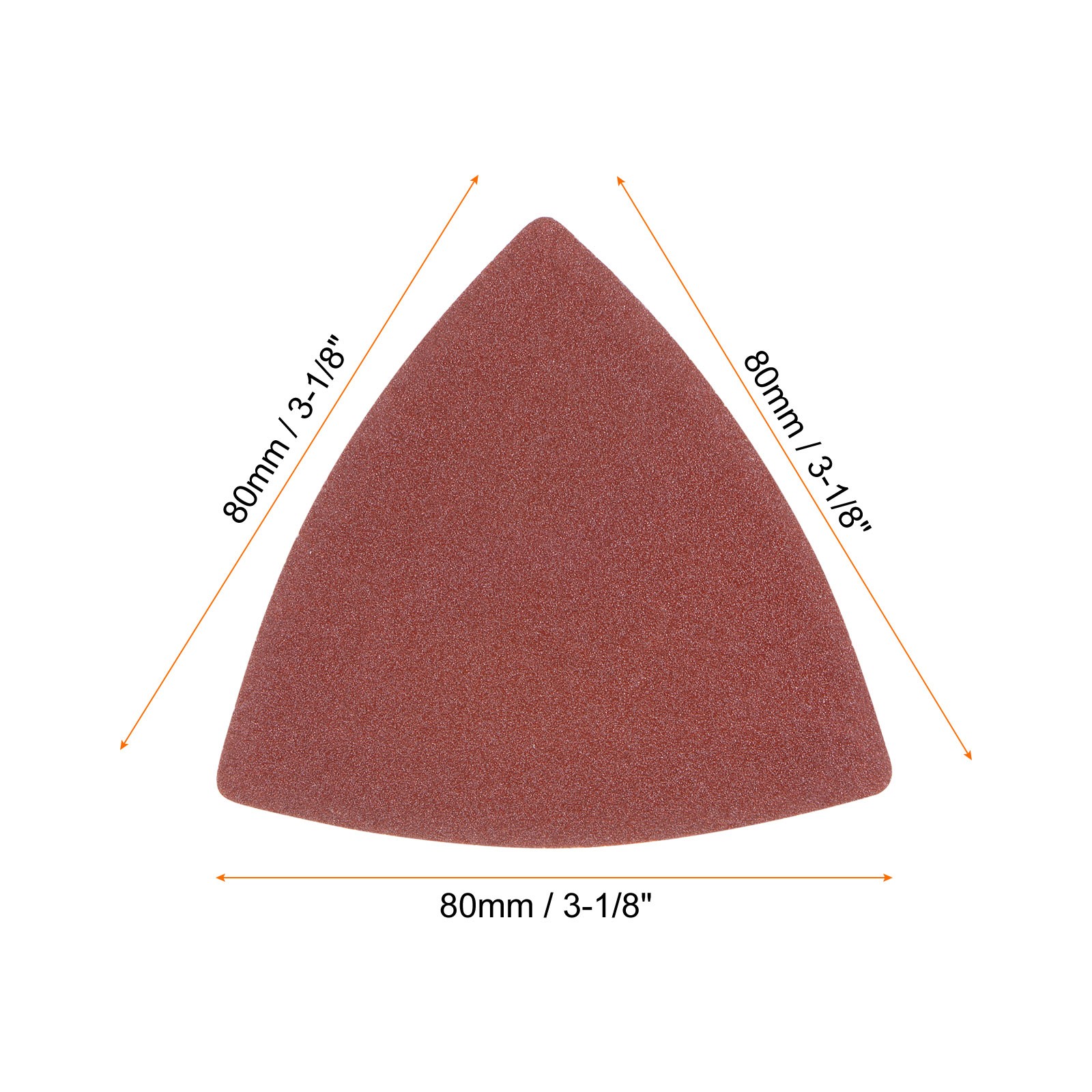 60pcs 180 Grits 80mm Aluminum Oxide Triangular Hook & Loop Sandpapers Pads