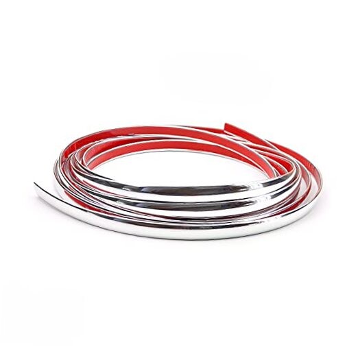 Car Interior Trim Strips, 16.5ft/5M Chrome Strips for Cars, Side 8 mm Silver