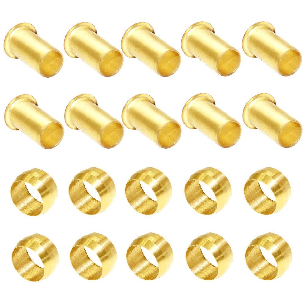 20 PCS Brass Compression Fitting 6mm OD 5mm ID Sleeve Ferrules Insert