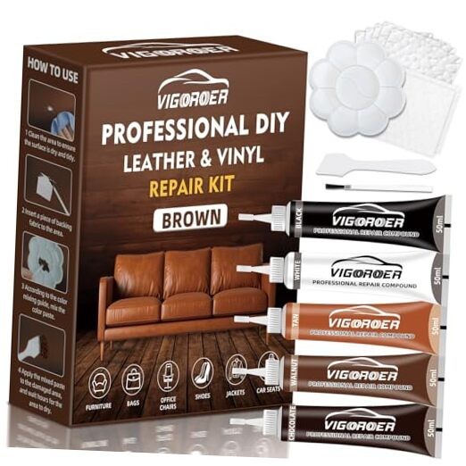 Brown Leather Repair Kit for Furniture, Leather Couch Repair Kit for BLRK-001