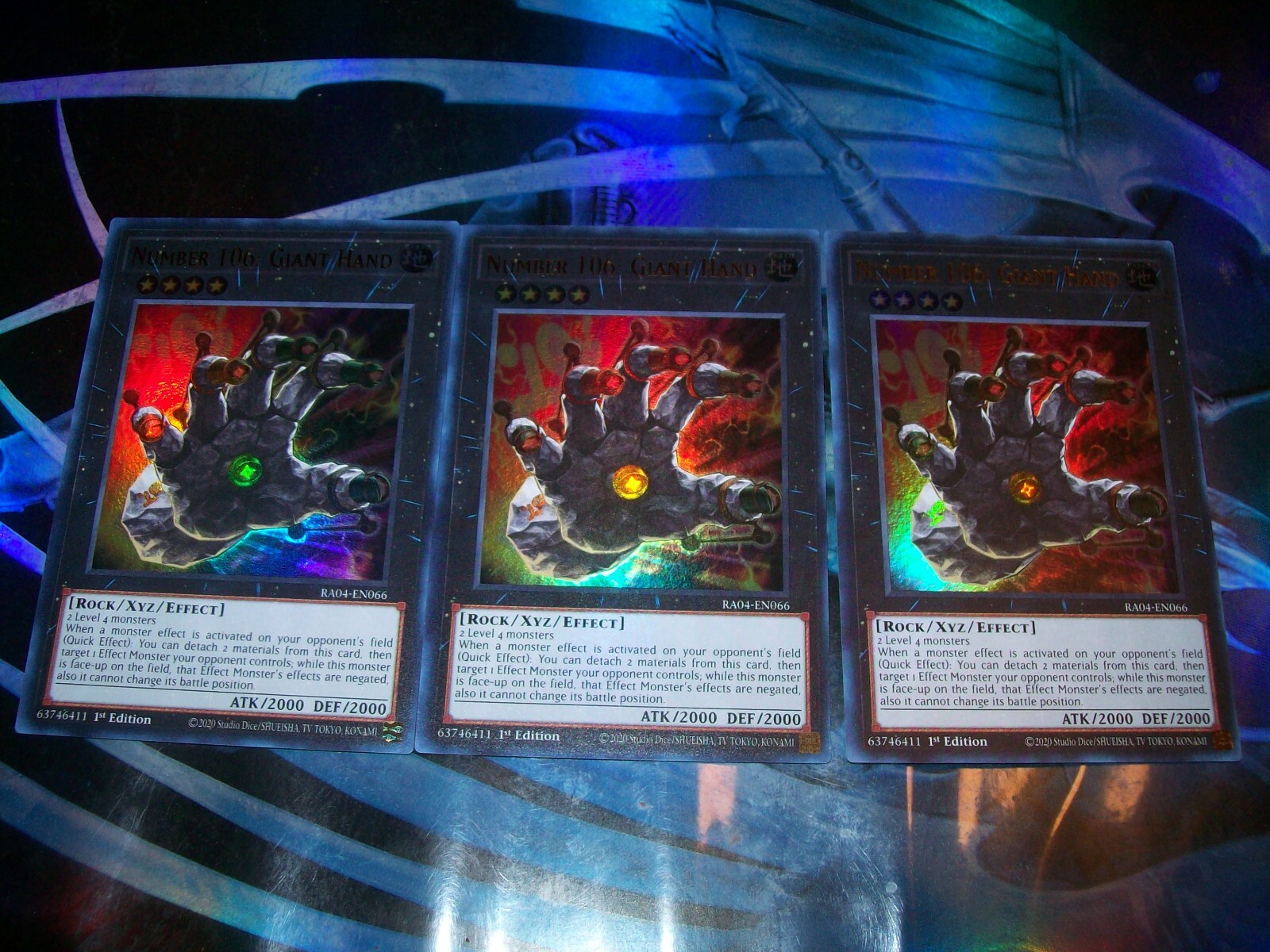 3x Number 106: Giant Hand 1st Edition Ultra Rare RA04-EN066 Yu-Gi-Oh!