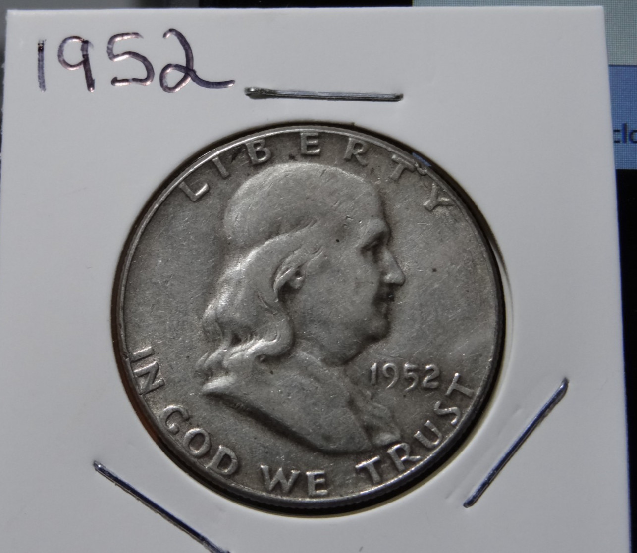 1952-Philadlphia Franklin Half Dollar -90% Silver- US 50 Cent Coin