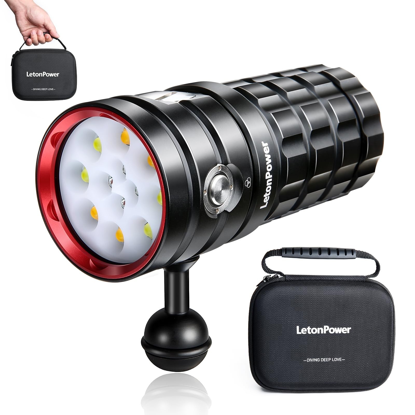 Diving Flashlight,LetonPower TS Pro 25000Lumens Underwater 100m Video Light, ...
