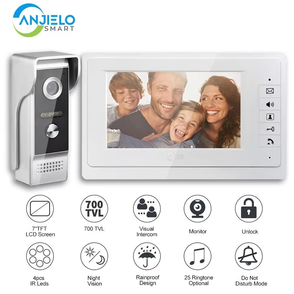7-Inch Apartment Video Door Intercom with Camera & Phone AccessSmart Video