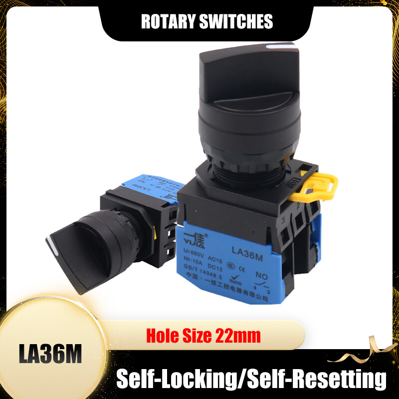 LA36M Self-Locking/Self-Resetting 2/3-Position Rotary Switches 22mm Hole Size