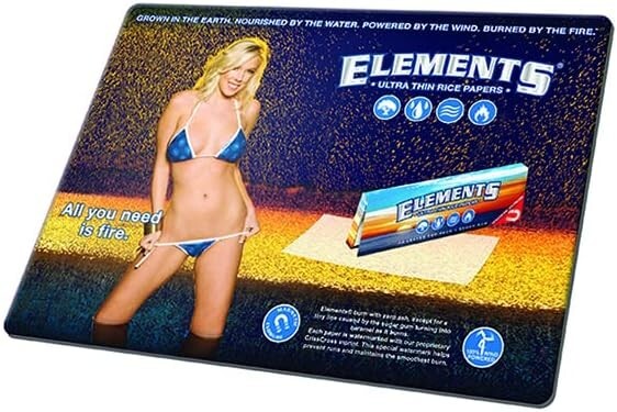 Elements Rolling Papers Change Mat, Mouse Pad, Rubber Rolling Mat 12" x 6" Tray