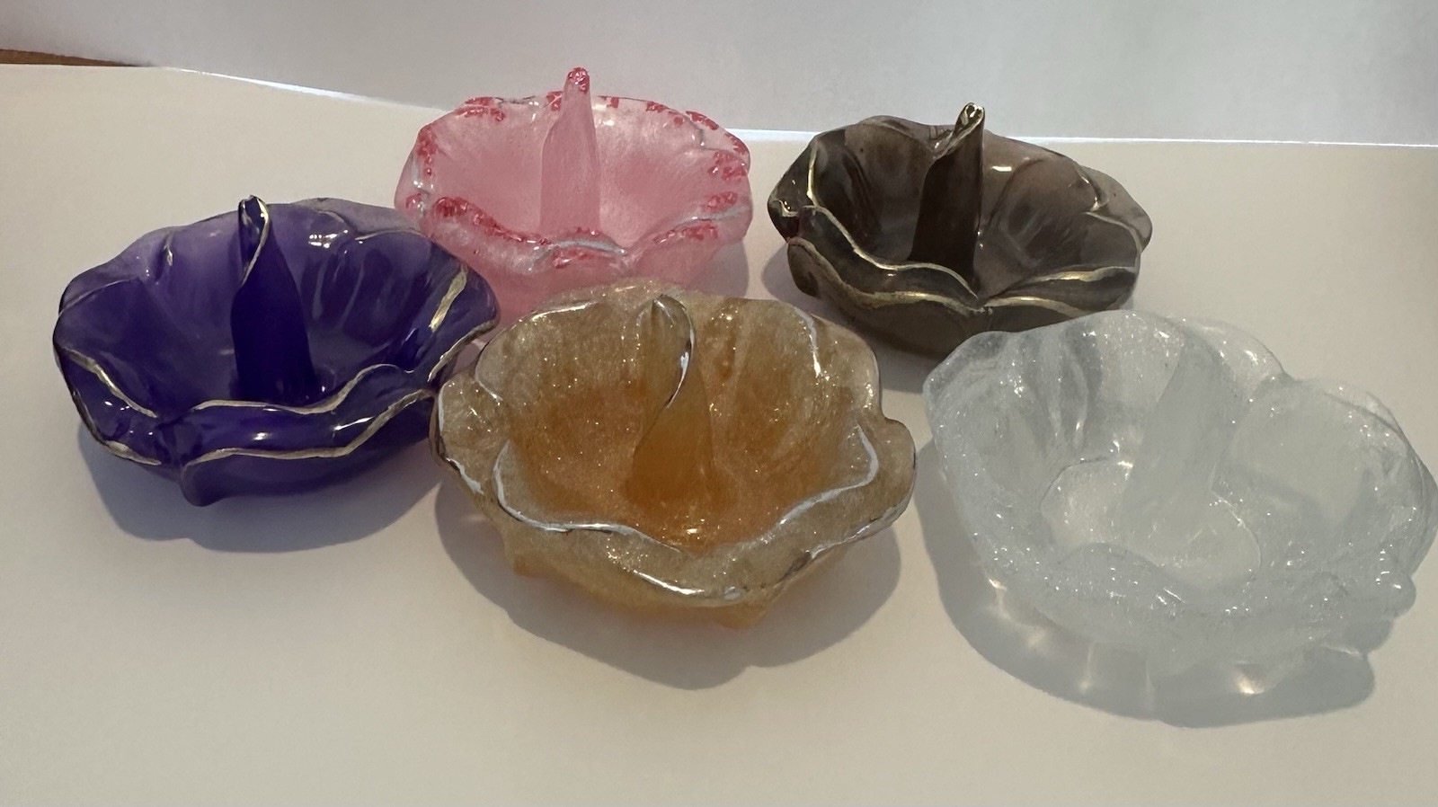 Handmade Ring Holders Made of Resin In Several Different colors to choose from.