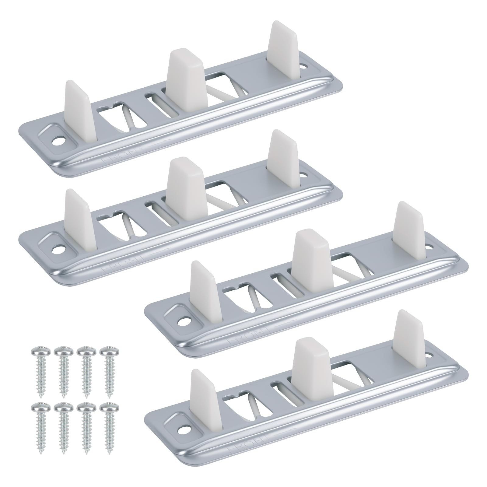 4 Pack Sliding Closet Door Floor Guides, Bypass Bottom Track silver, white