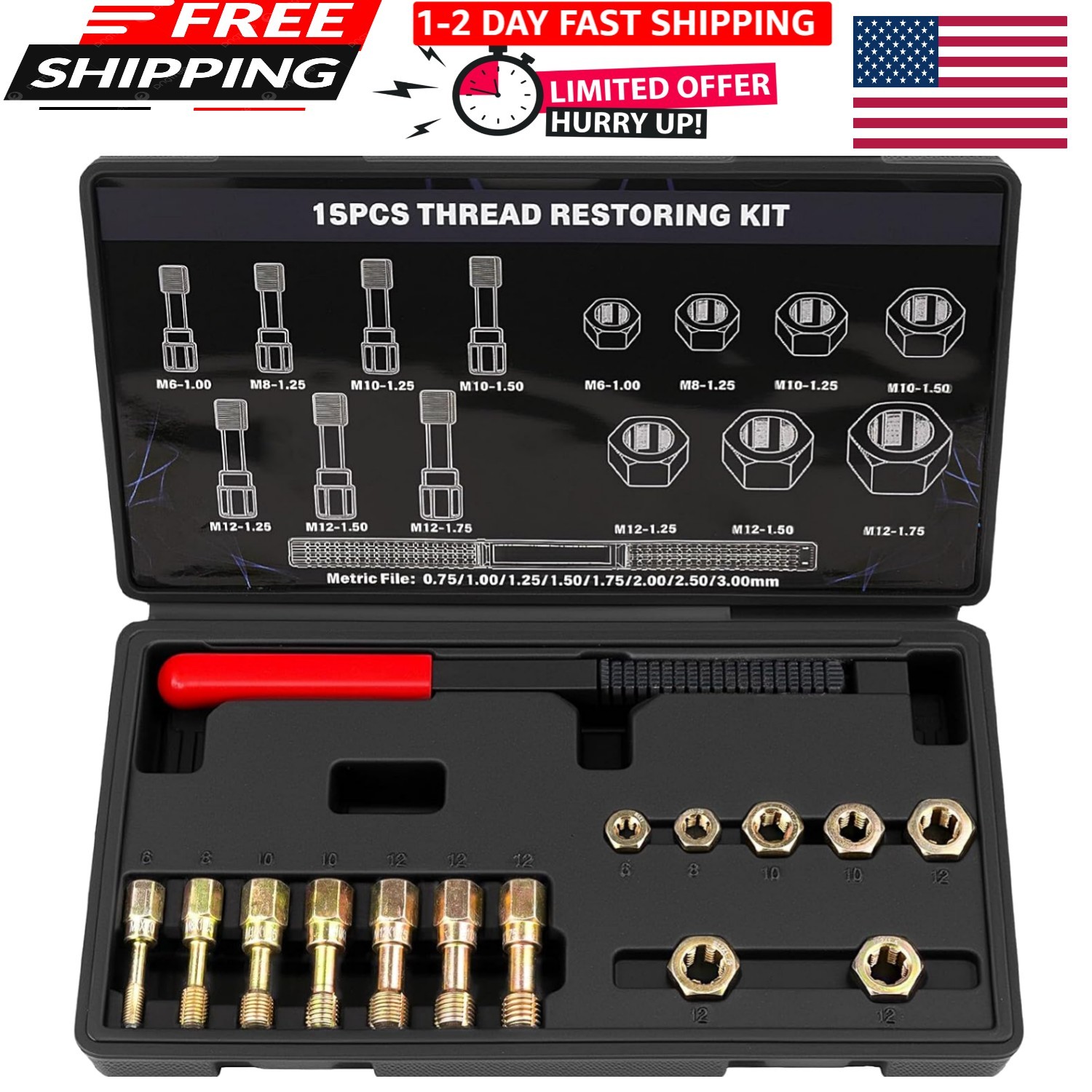 Aikyciu 15-Piece Metric Thread Chaser Set, M6 M8 M10 M12