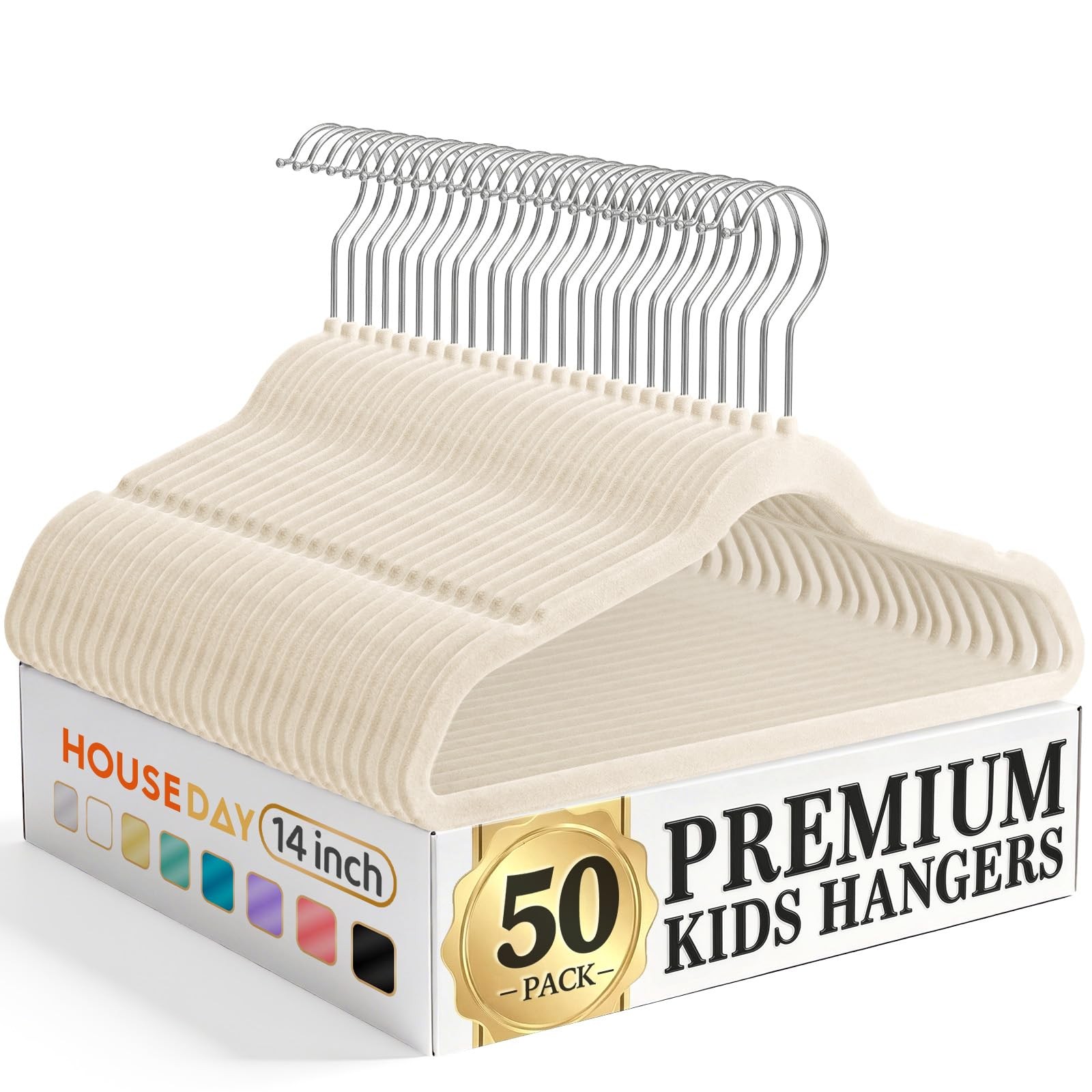 14 Inch Kids Velvet Hangers 50 Pack, Durable Big Kid Hangers for Youth, Non S...