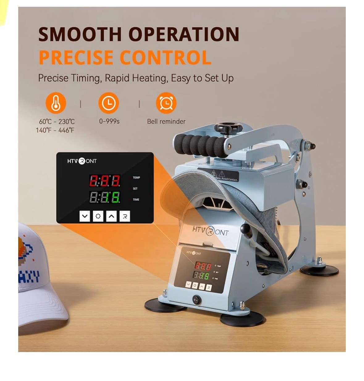 HTVRONT Hat Heat Press Machine for Caps, Vinyl Transfer or Sublimation, Blue