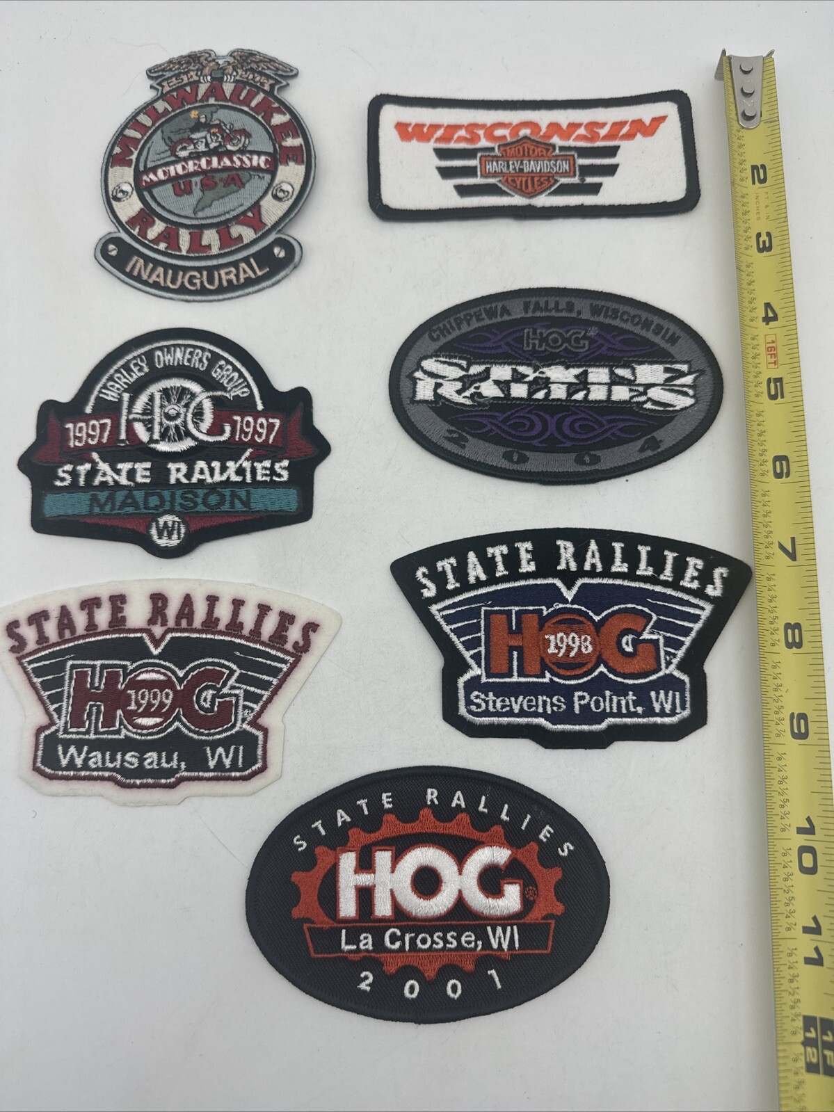 Harley Davidson Owners Lot of 7 Embroidered Patches Wisconsin Rallies HOG #P3