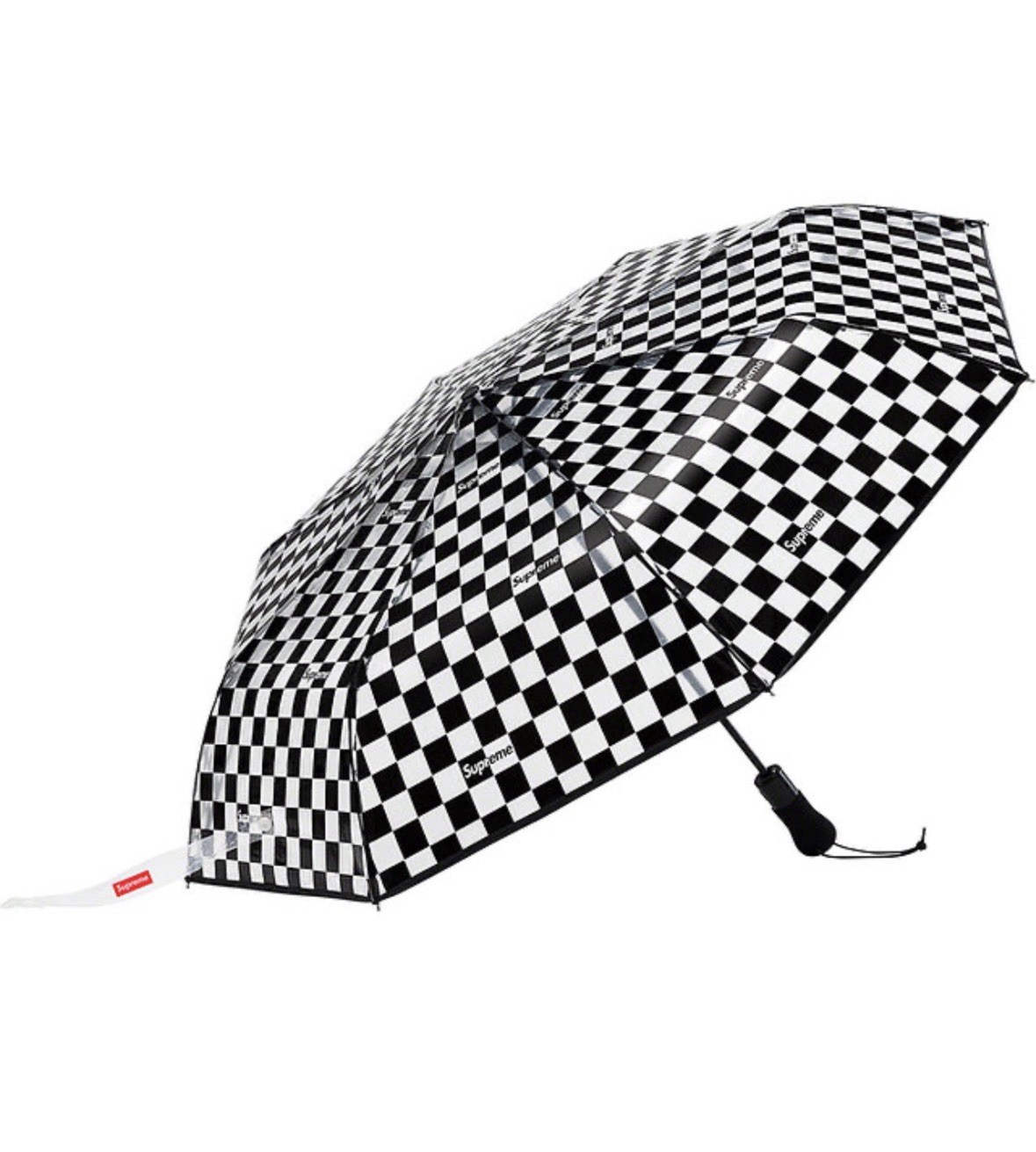 Supreme Black White Check Compact Folding Umbrella for Women