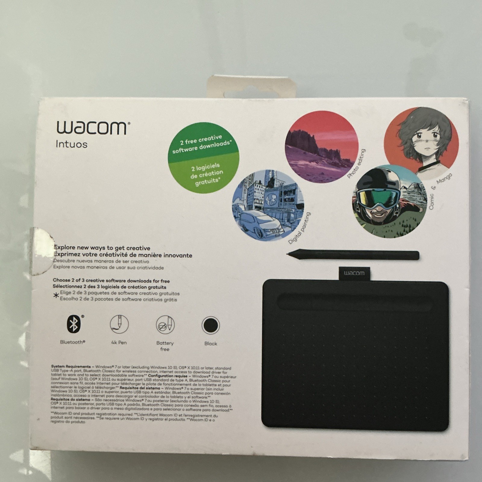 Wacom Intuos Creative Pen Graphics Tablet CTL-4100WL/K0-AX Black Bluetooth USB