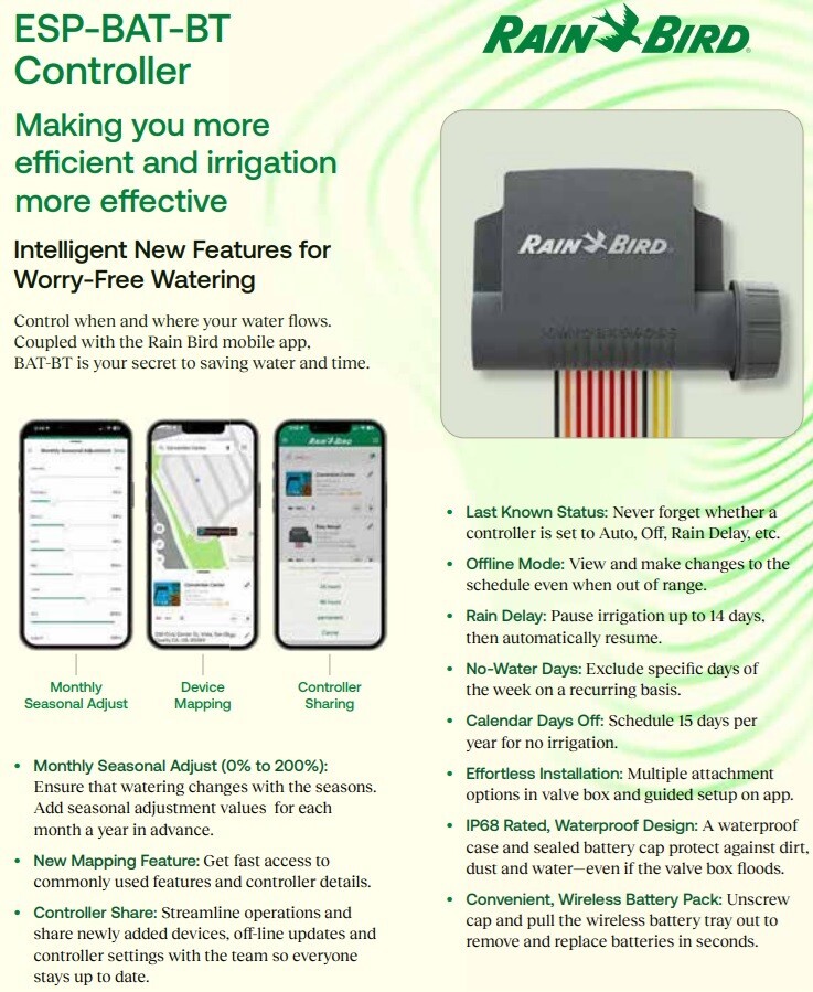 Rain Bird ESP-BAT-BT2 Advanced Bluetooth Battery-Operated Controller 2 Zone