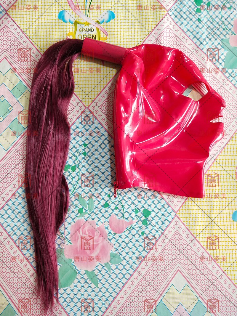 latex mask with Ponytail Wig Rubber Mask with Hair Pigtail cospaly party wigs