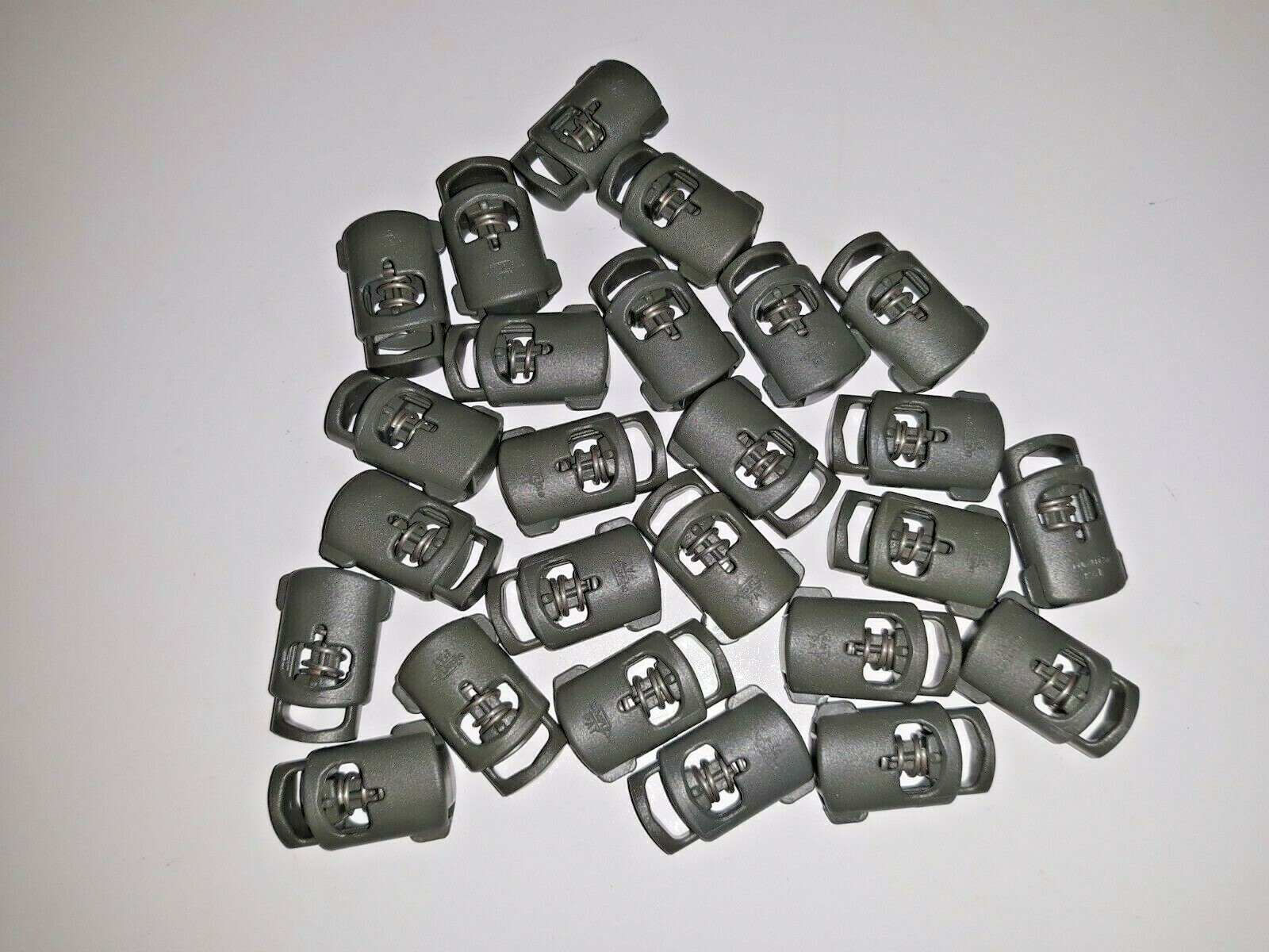 Lot of 25 Duraflex Pop-Lock Cord Lock 6523 Foliage Green Militaria NOS USA MADE