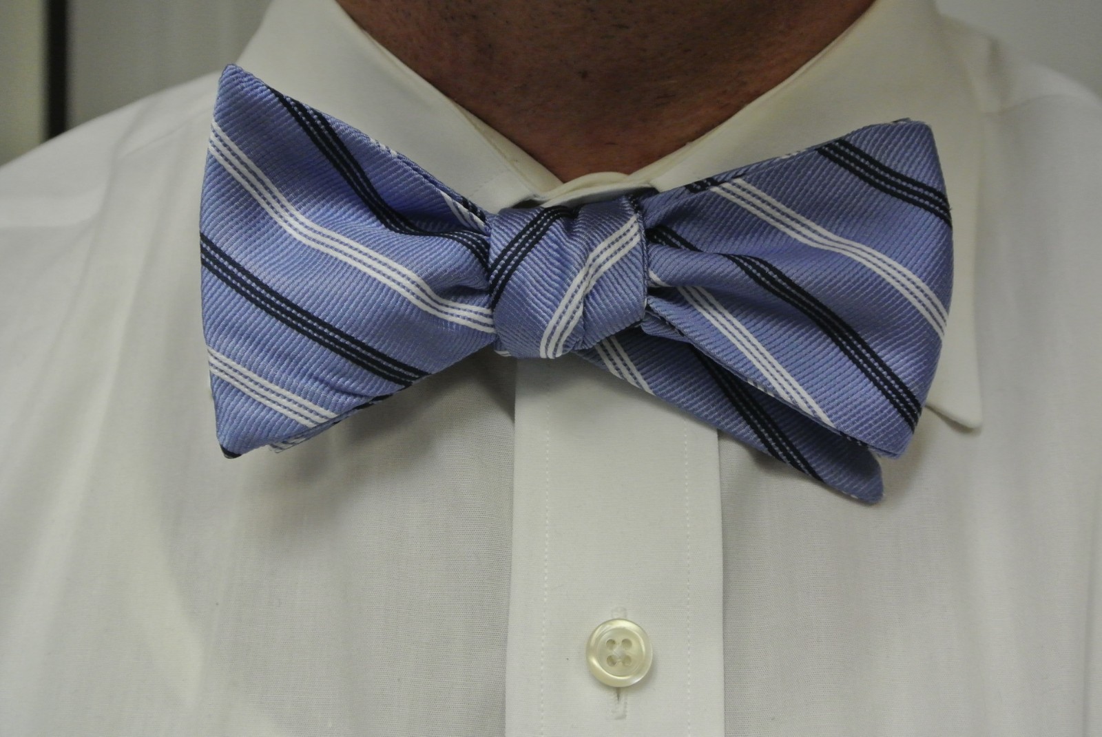 Bow Tie Men Silk Blue Striped SELF TIE Bowtie