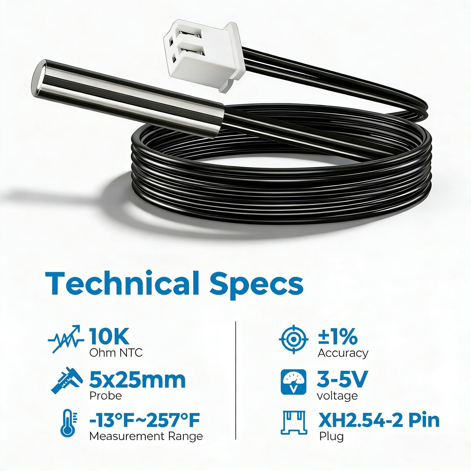 5PCS High Accuracy Temperature Sensor Probe, Premium B3950 Ntc 10k Thermistor...