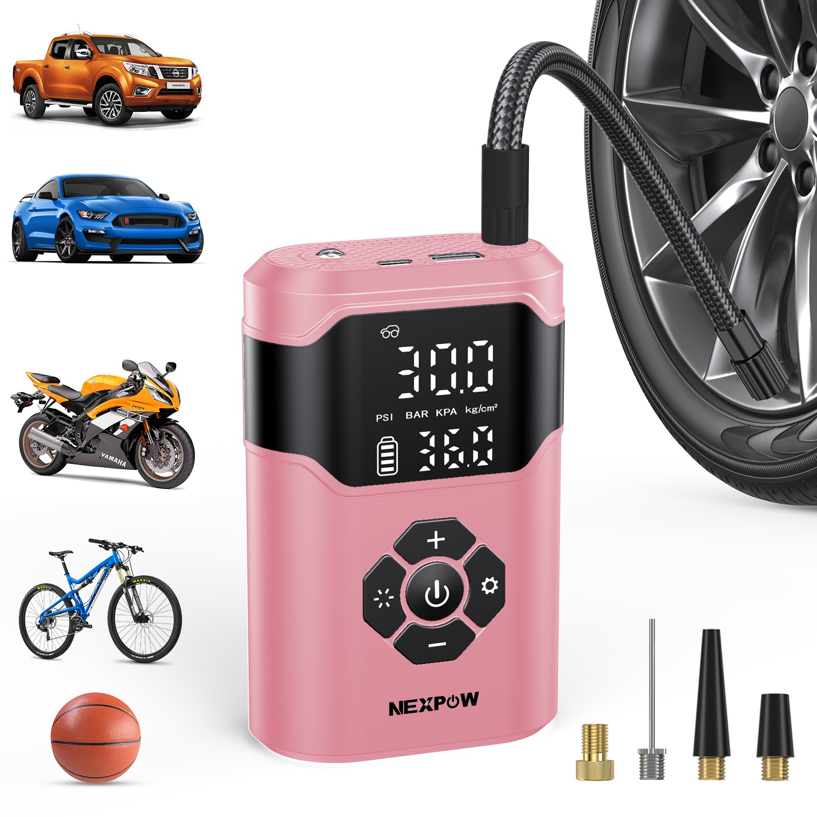 NEXPOW Portable Tire Inflator 150 PSI Air Compressor Dual Display Fast Inflation