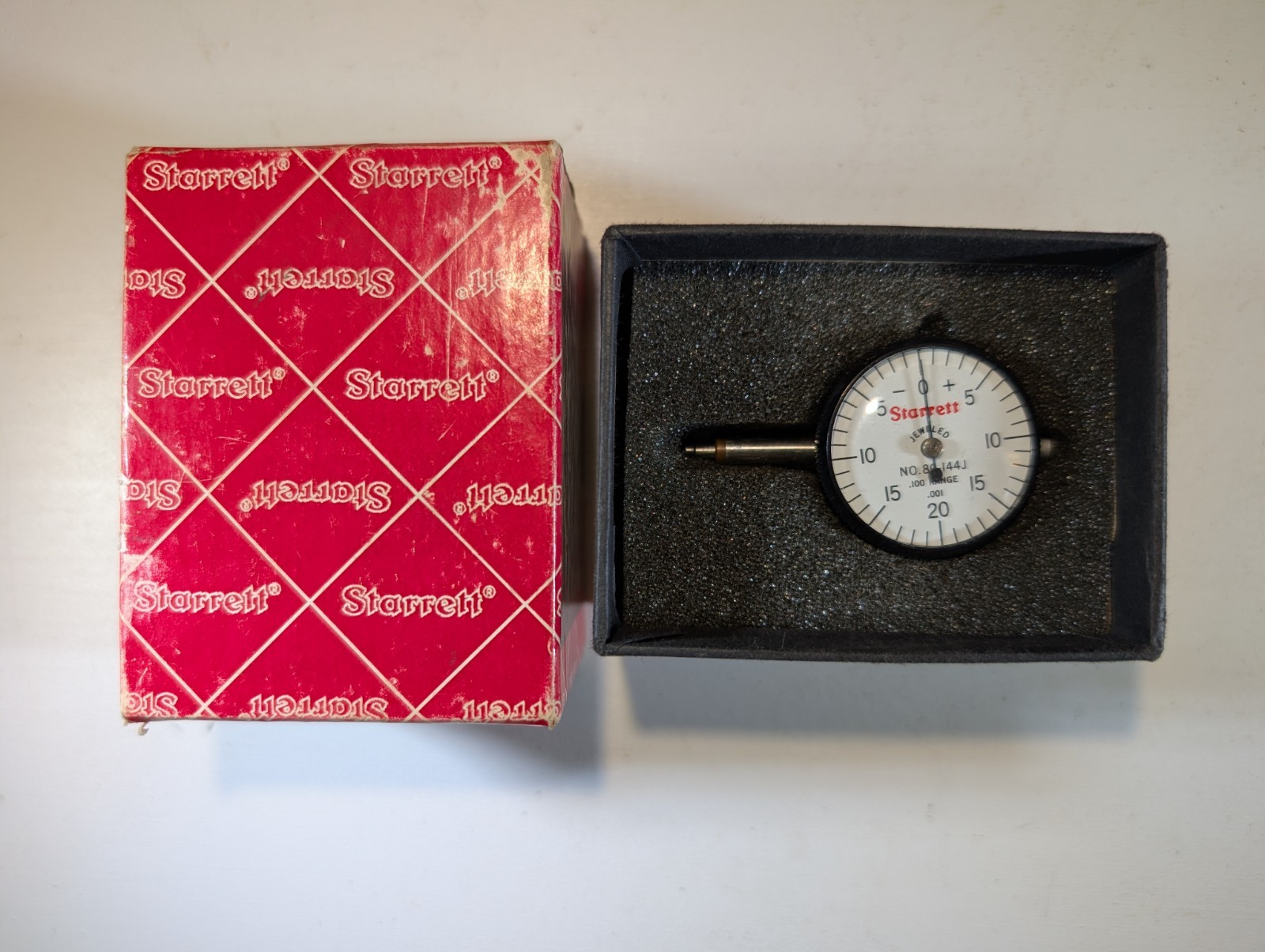 Starrett No 80-144J Miniature Dial Indicator .100" Range 0-20-0 .001" Grad
