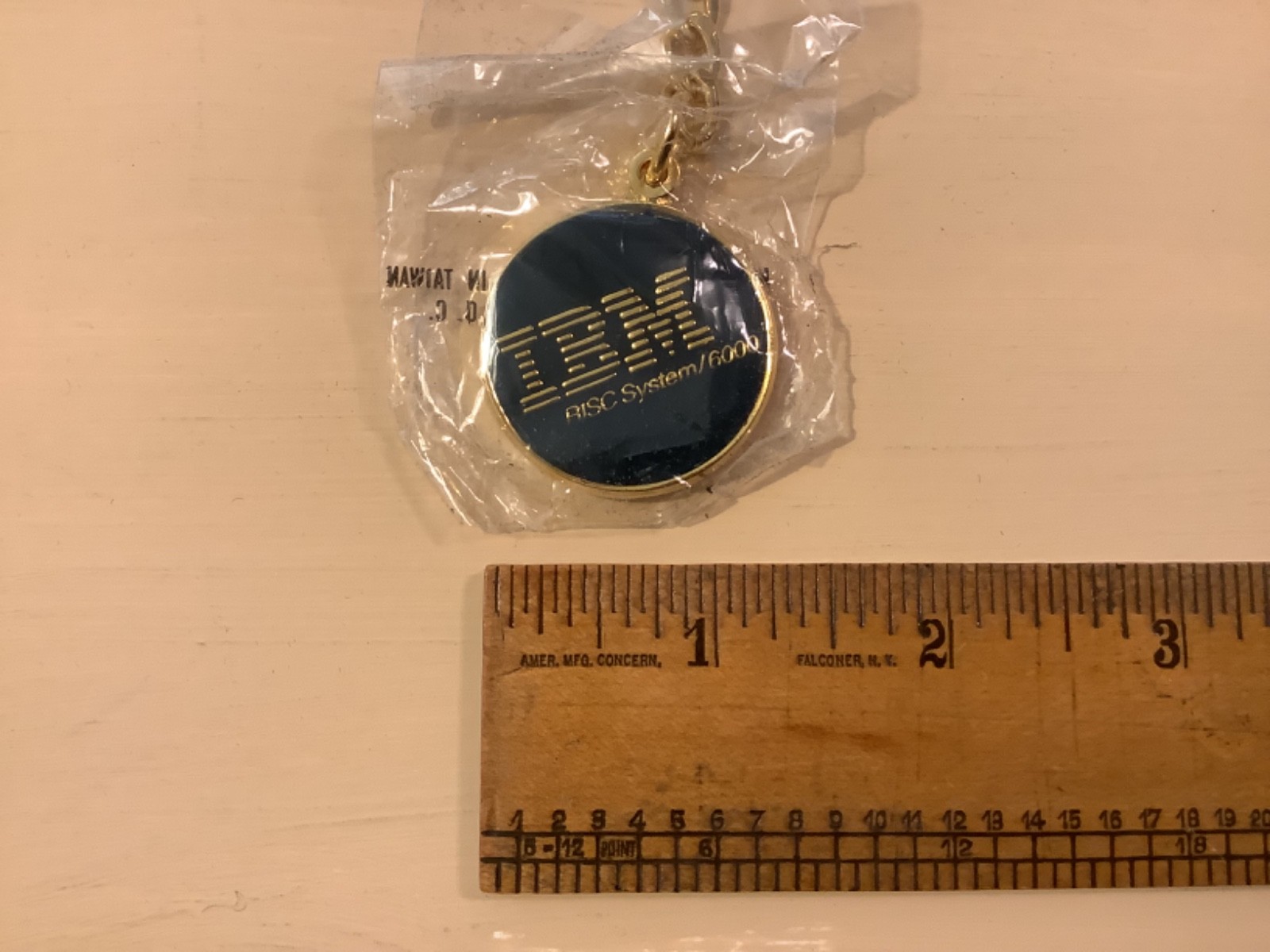 IBM Keychain, RISC System / 6000 AIX, with bag in wrapper, vintage