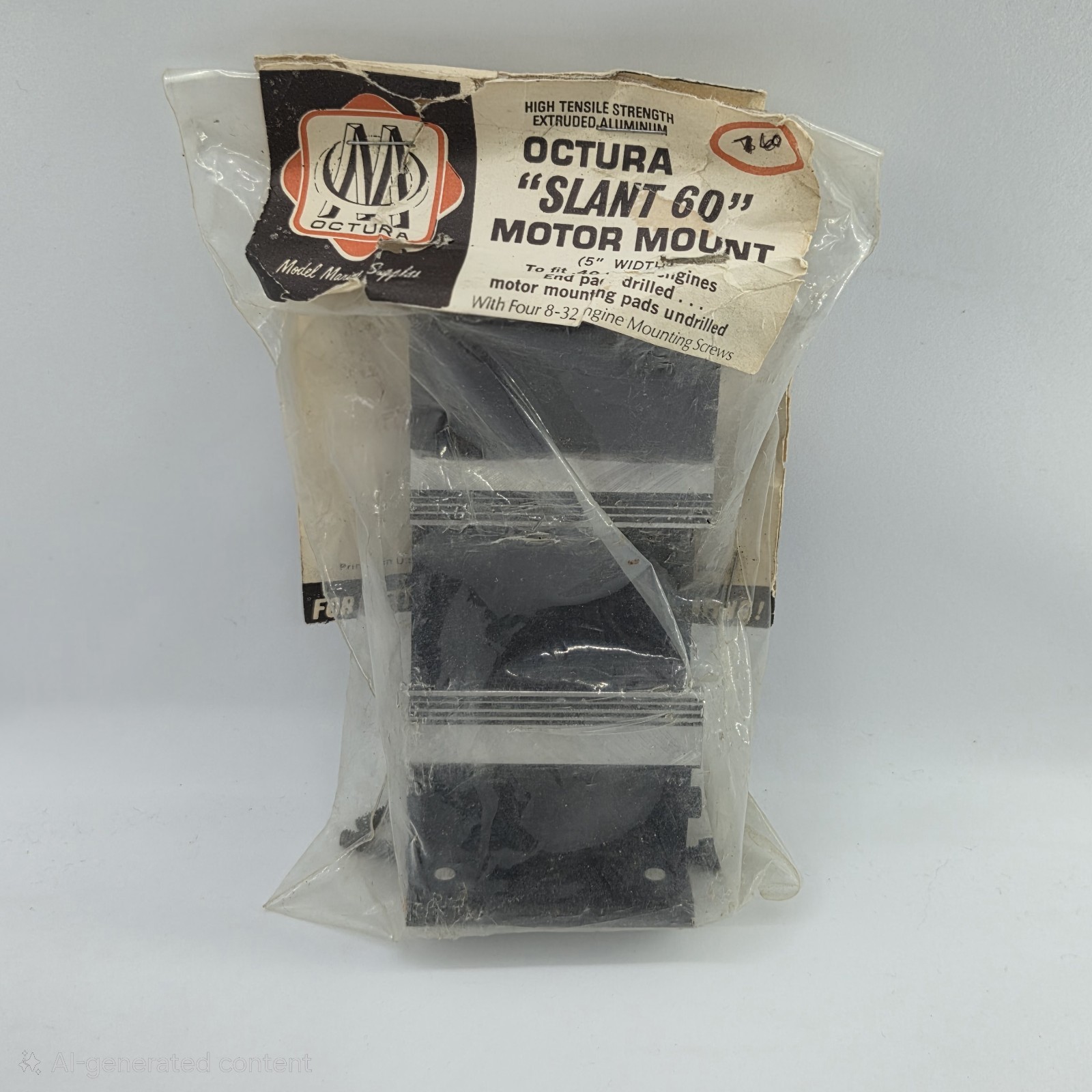 OCTURA "Slant 60" Boat Motor Mount ~ .40 to .65 Engines ~ 5" Width ~ Vintage RC