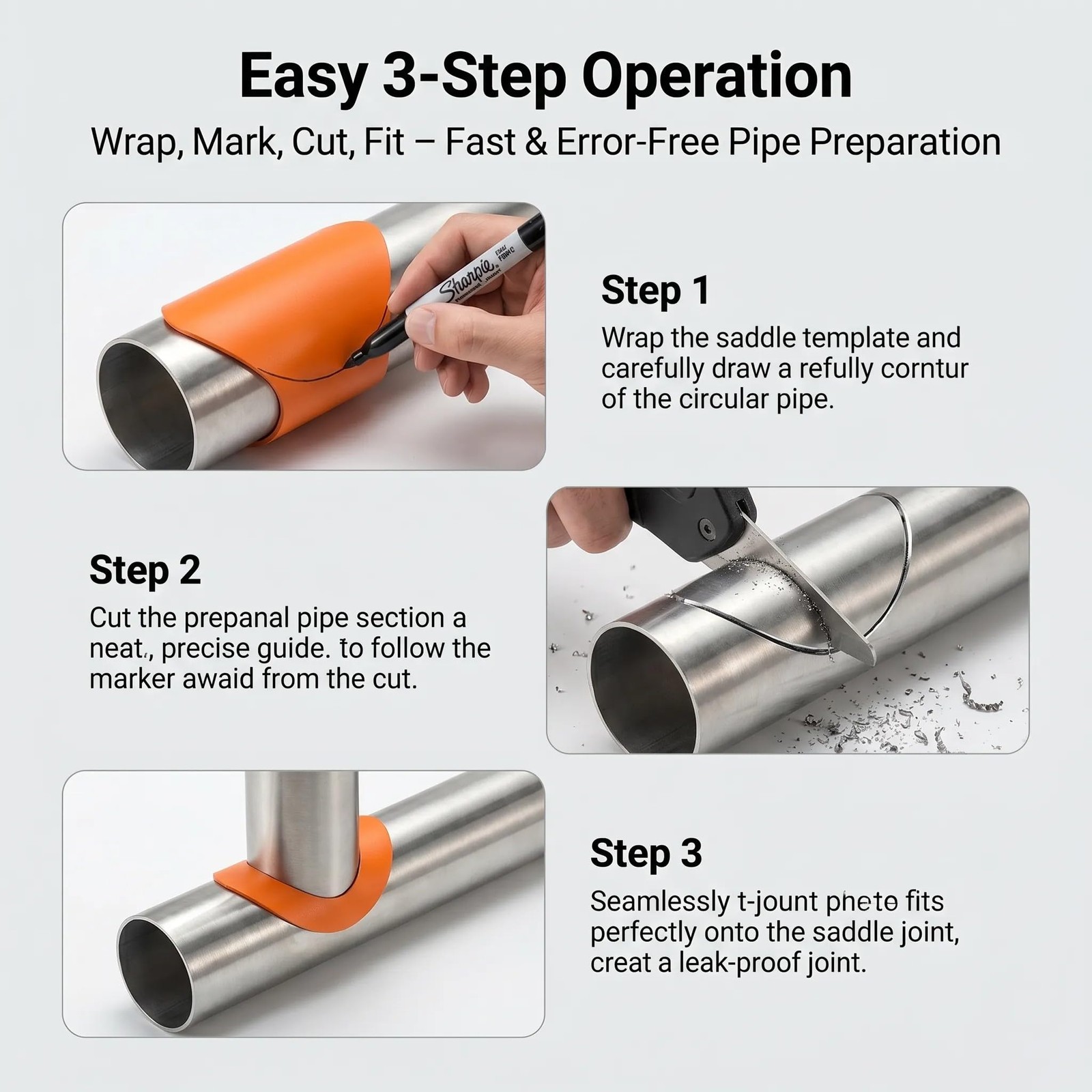 10Pcs Precision Pipe Saddle Template Cutting Guide，for DN20DN200，Pipe Cutting...
