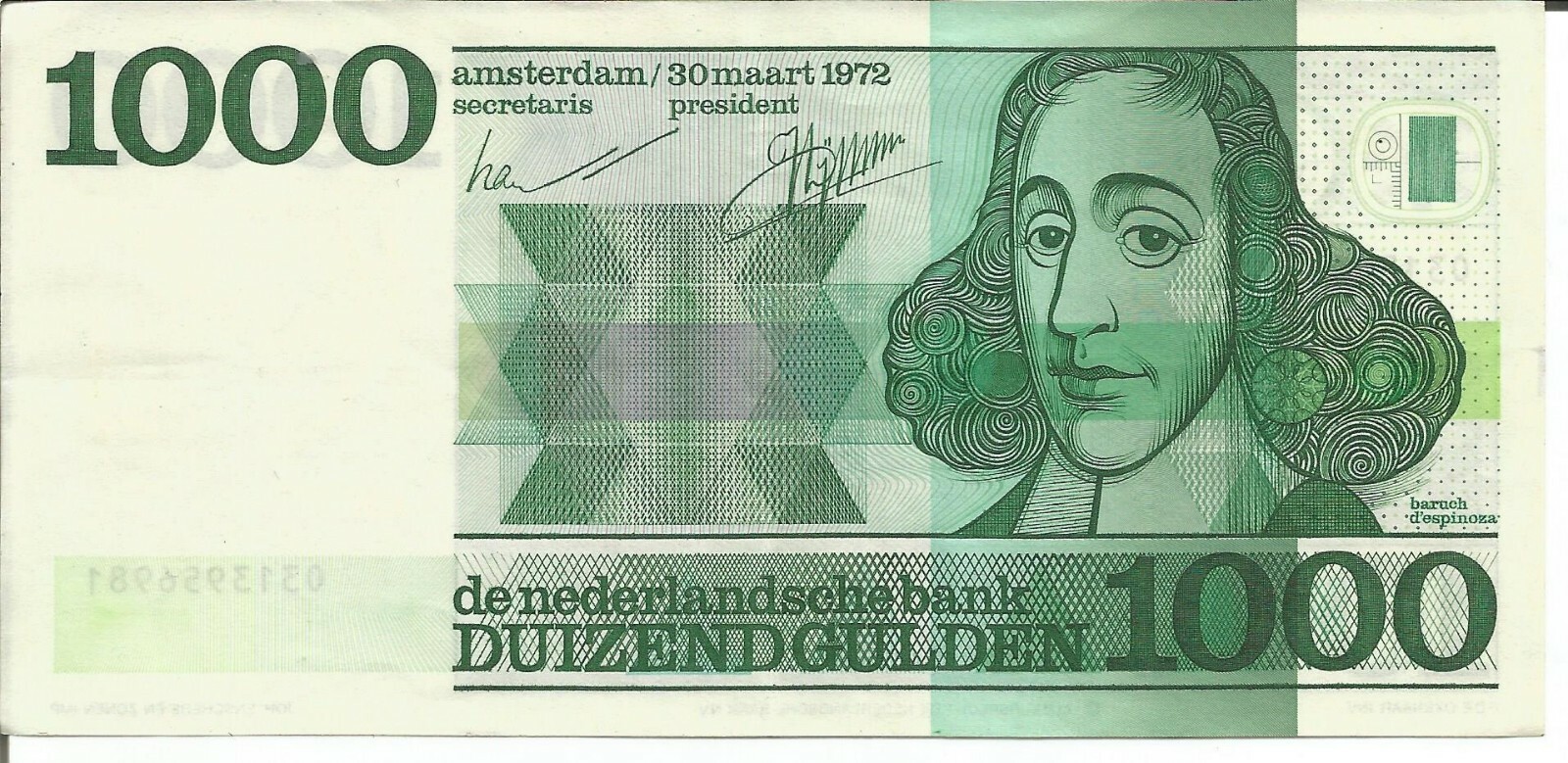 NETHERLANDS 1000 GULDEN 1972  P 94. XF CONDITION. 7RW 27MAI