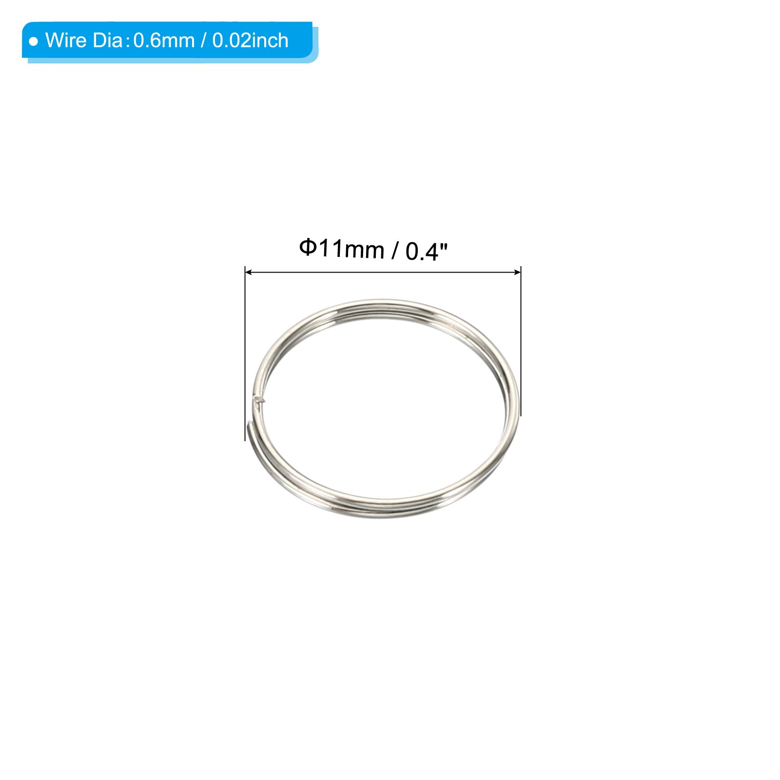 500 Pcs 11mm/0.4" OD Chandelier Split Ring Circular Ring Clips Silver