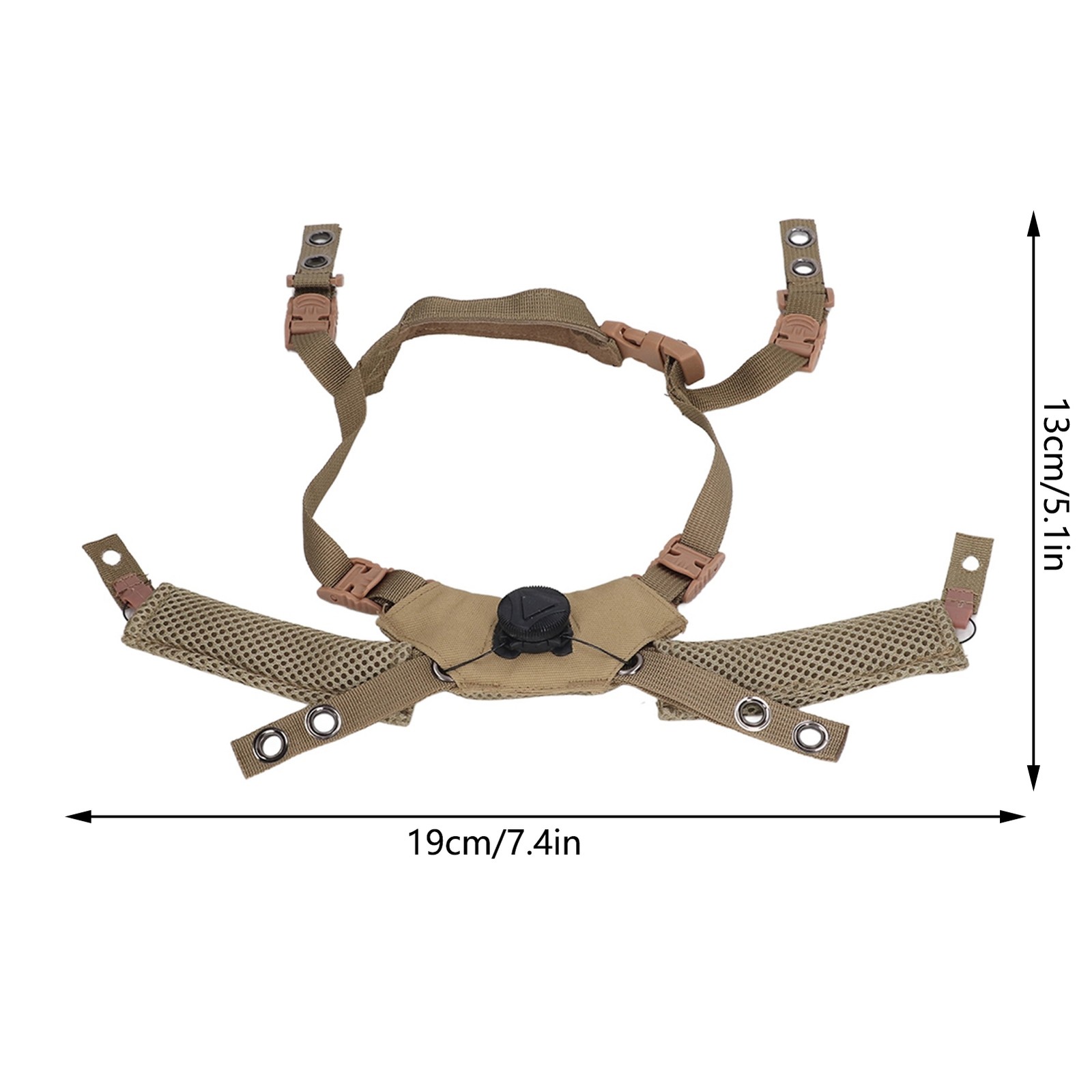 (Tan)Adjustable Dial Suspension System Chin Strap For Fast MICH Helmet WP New