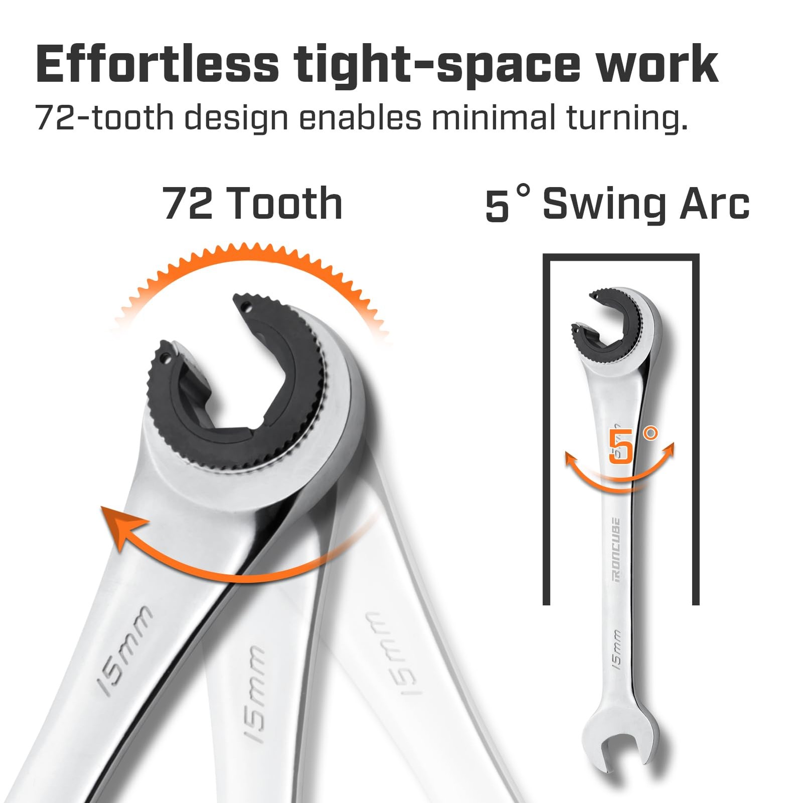 ironcube Brake Line Wrench Set: Metric 10-17mm - Ratcheting Open-end for Nuts...