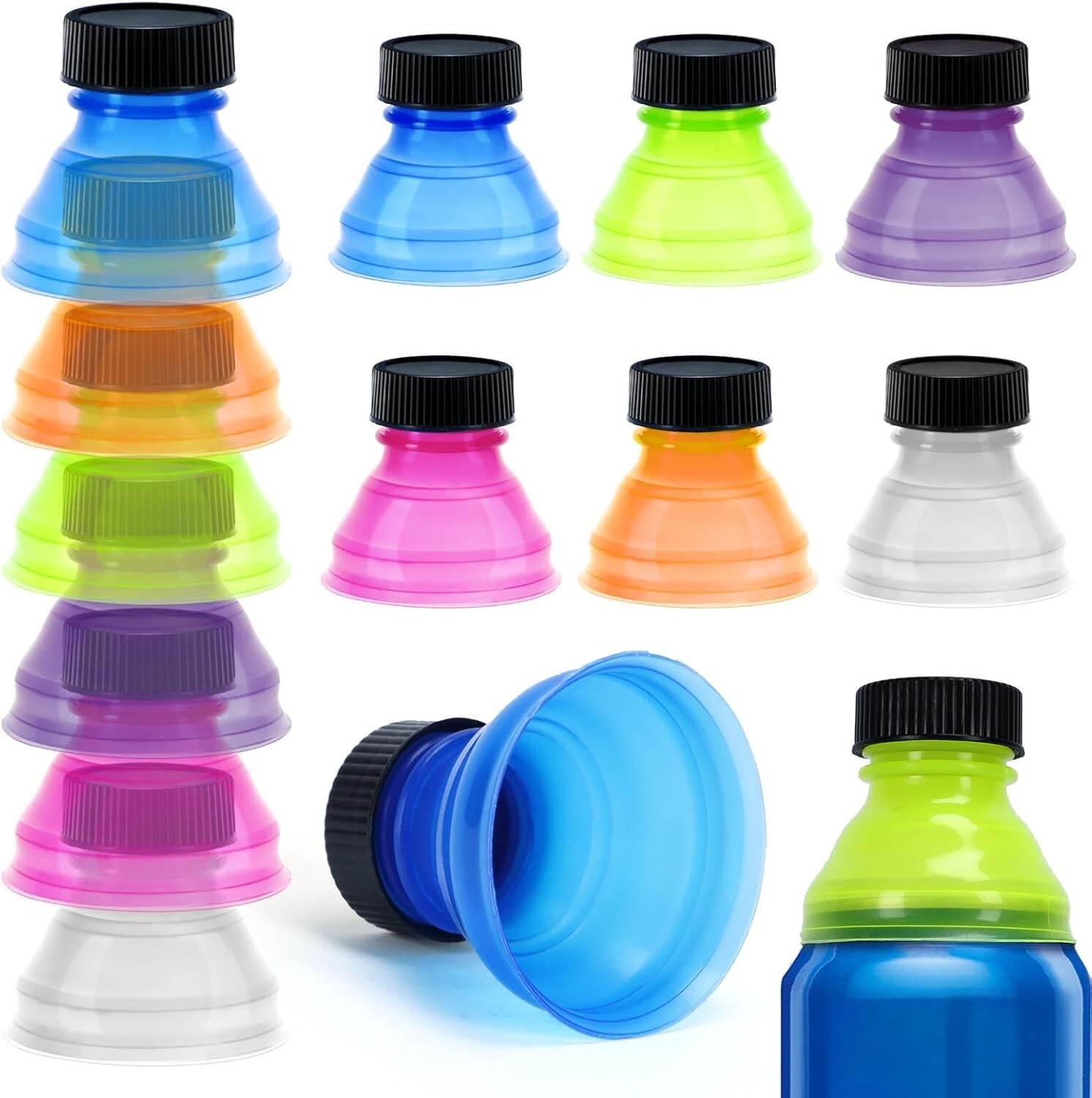 12 Pack Can Covers Reusable Pop Can Bottle Tops Lids for Soda Carbonated Drink
