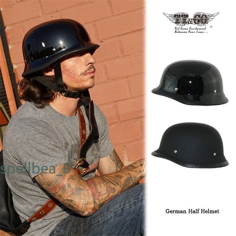 New Half Motorcycle Motorbike Helmet Retro German Style Black Helmet Fiberglass