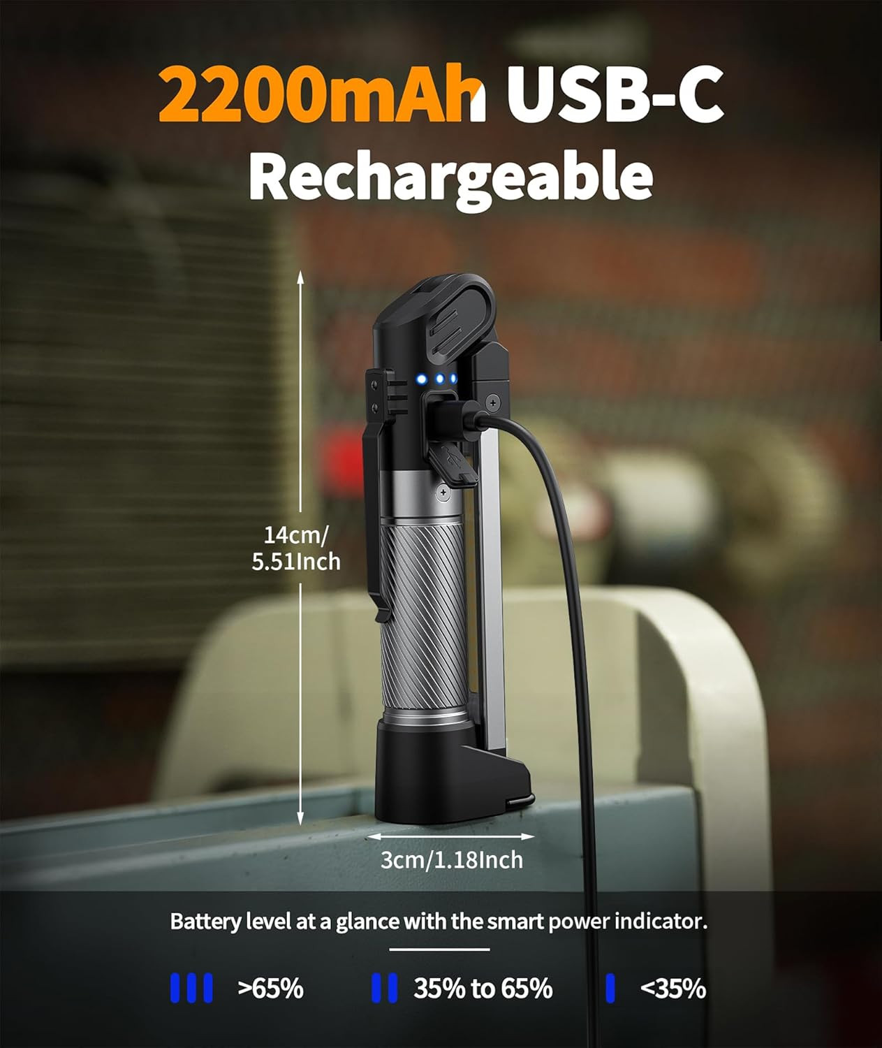 Magnetic Work Light 800 Lumens Rechargeable Work Light with Multifunctional Pack