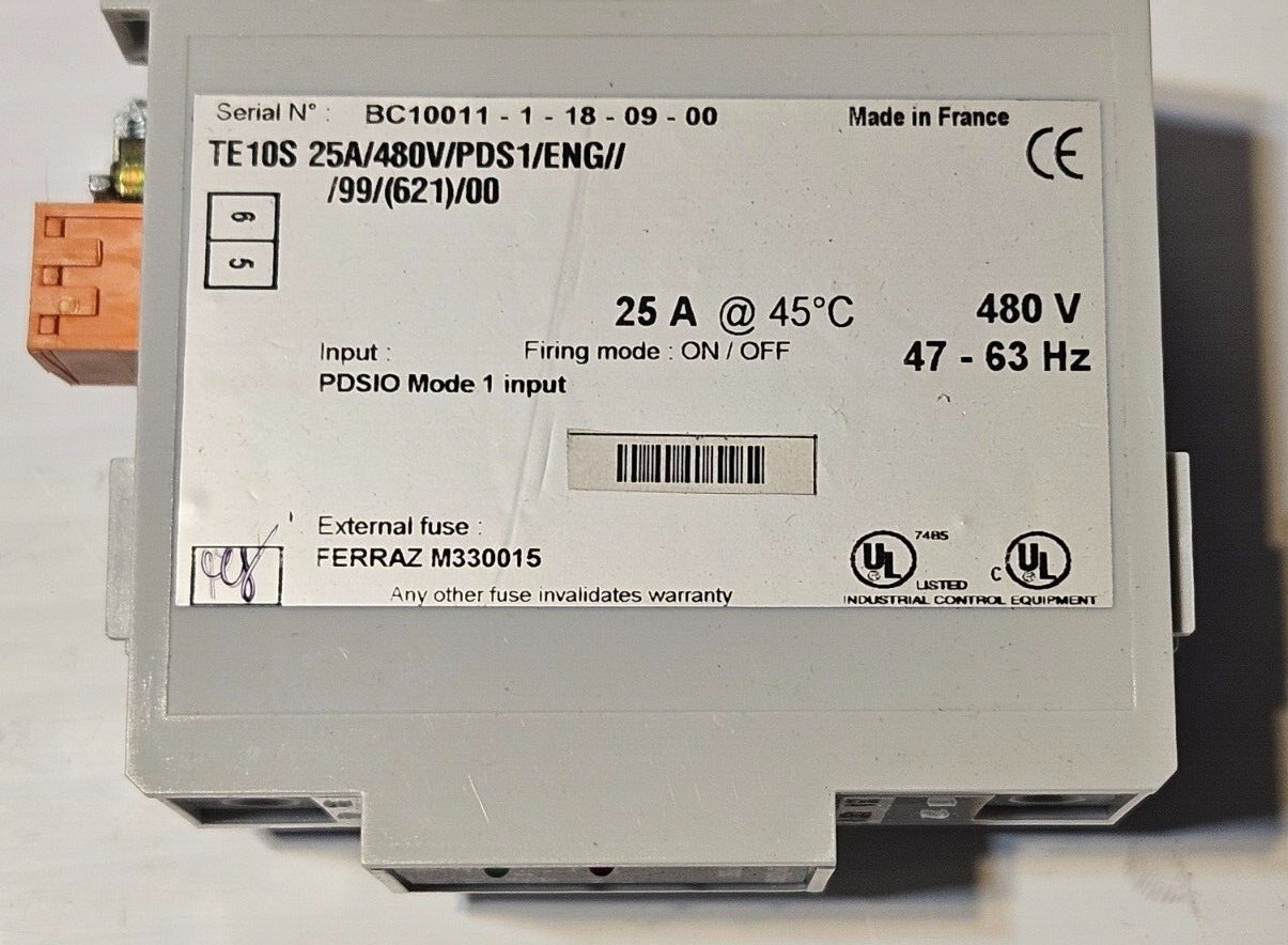 BARBER COLMAN TE10S PDS10 25A/480V/PDS1/ENG /99/(621)/00 SOLID STATE CONTACTOR